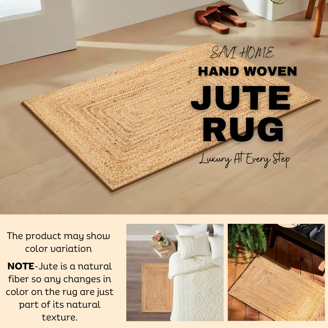 Amazon.com: Savi Home Hand Woven Jute Braided Rug, 2'x3
