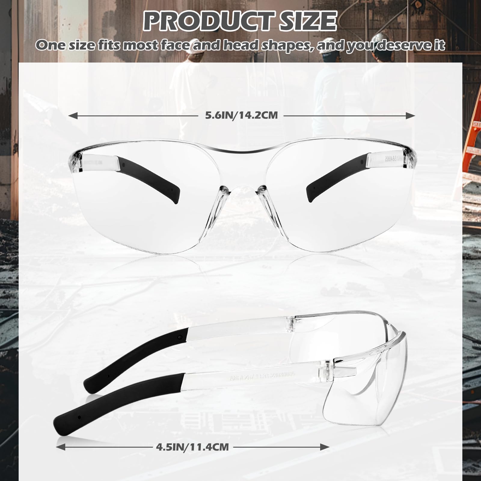 Paquete de 150 lentes de seguridad transparentes/tintados, gafas protectoras a granel para uso en interiores y exteriores, mujeres, hombres, trabajo, laboratorio, construcción