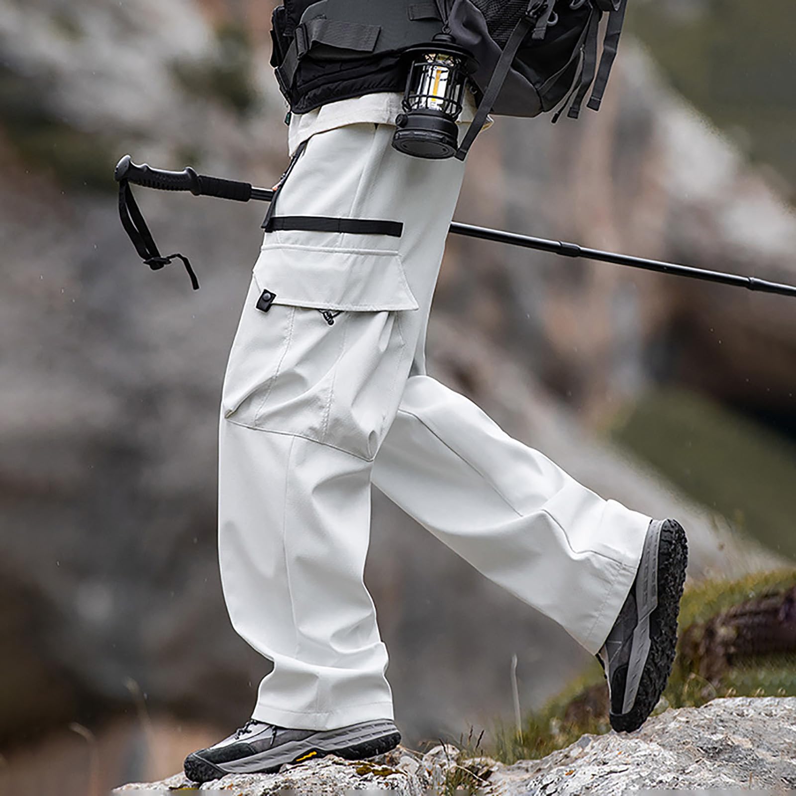 Pantaloni Impermeabili Uomo, Pantaloni Uomo Invernali Tinta Unita Pantalone Sportivi Sciolto Cargo Parachute Con Tasca Gamba Larga Impermeabili Unisex Sweatpants Leggeri