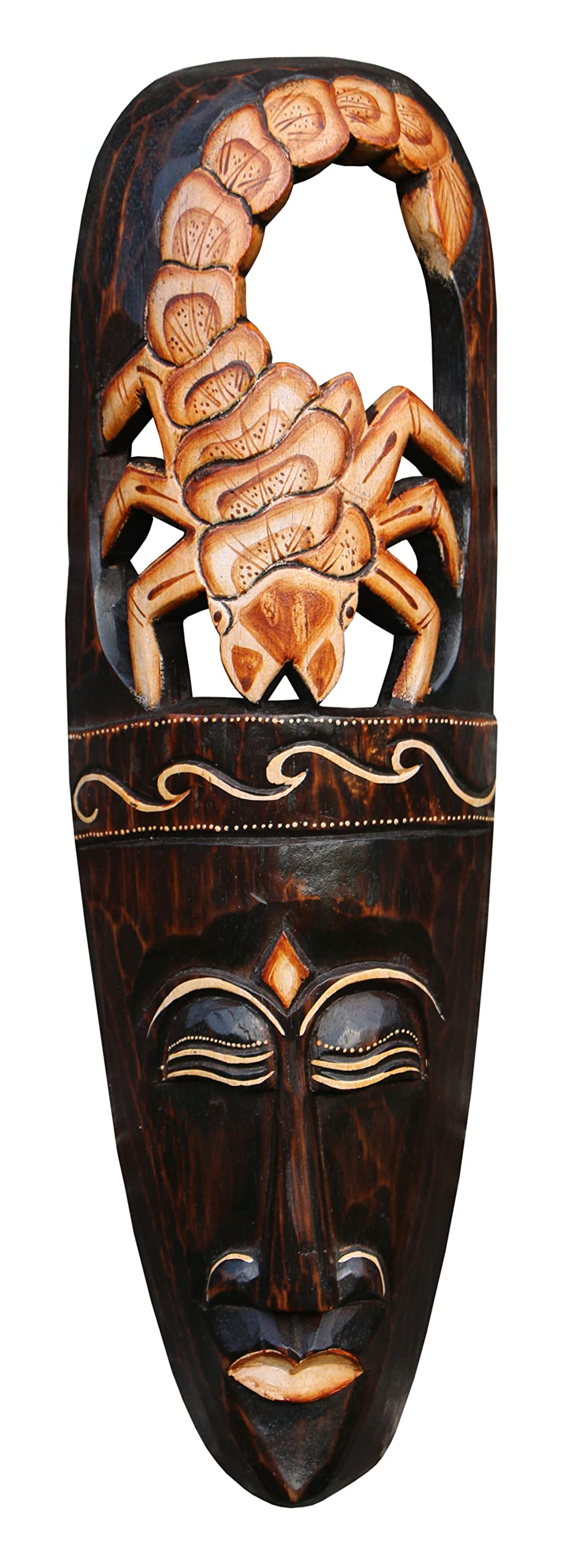 Maschera da parete Scorpione da 50 cm – in stile etnico Africa in legno come idea regalo per Natale compleanno decorazione – realizzato a mano da Bali Maske94
