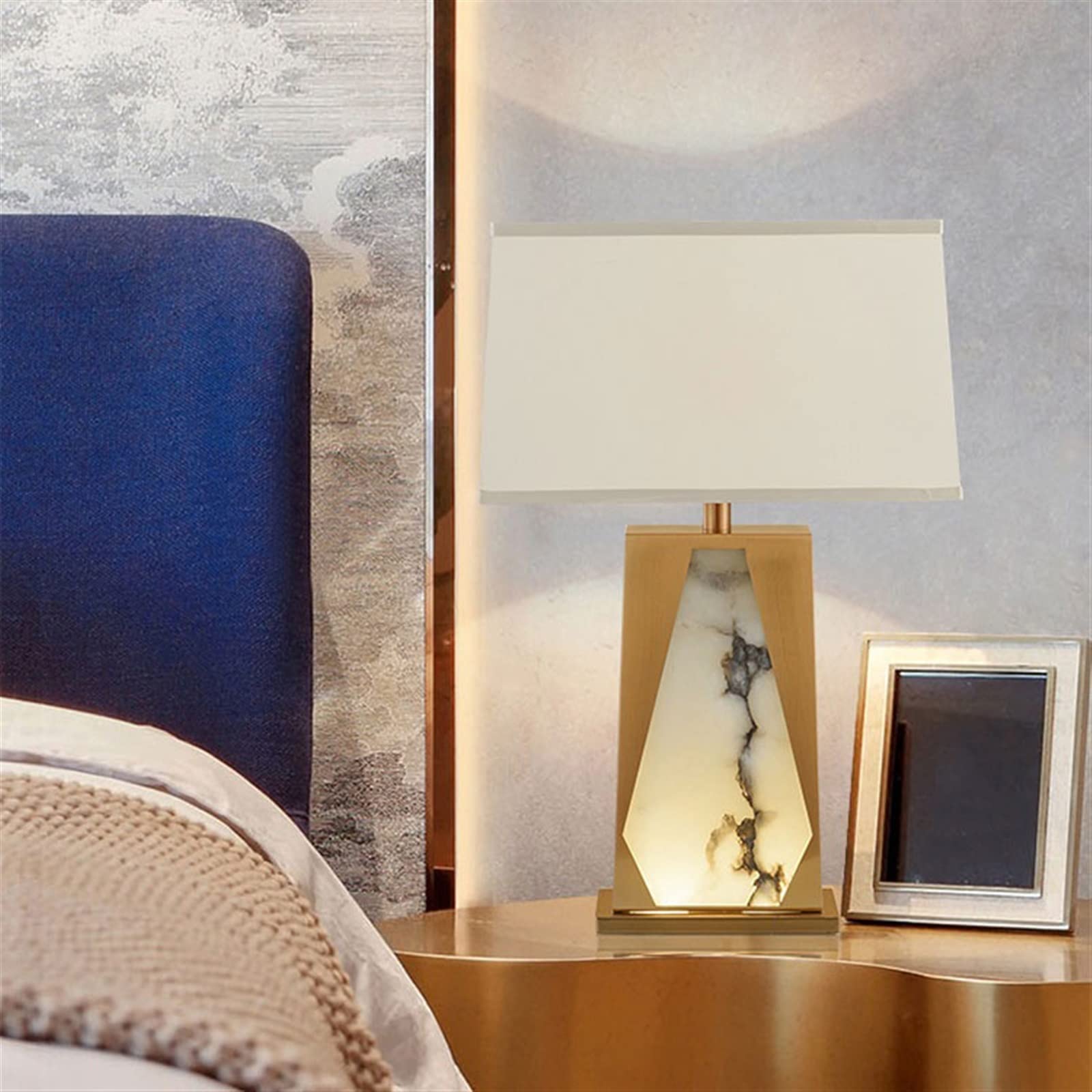 Affascinante Lampada da tavolo moderna in marmo di lusso decorativa for veranda, soggiorno, grande lampada comodino for camera letto Arredamento per la casa