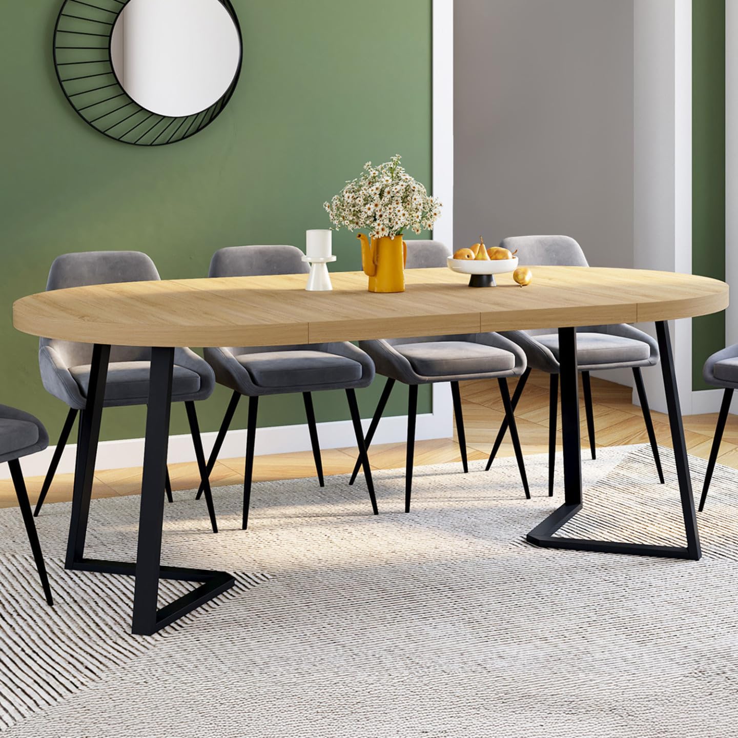 IDMarket - Table à Manger Extensible Ronde Selma 4-10 Personnes Bois et Noir 110-200 cm