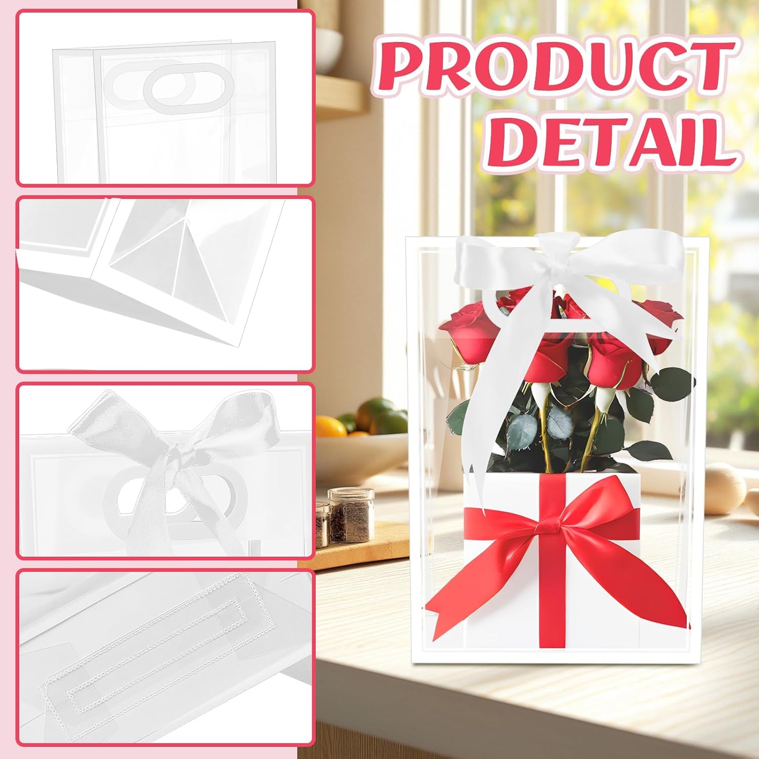 BadenBach 10 Pack Clear Gift Bags with Handles, 7.1" x 10.2" x 3.2", White image 3