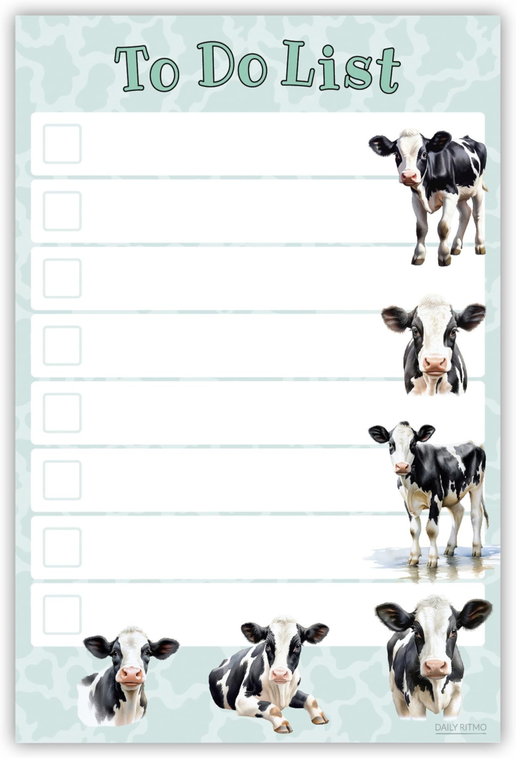 Cow Themed Sticky to Do List Notes| Cows Lover Gift Ideas for Girls and Women | Mom Teen Girls Cow Pattern Christmas Stocking Stuffer Notepad 4x6 50 Pages