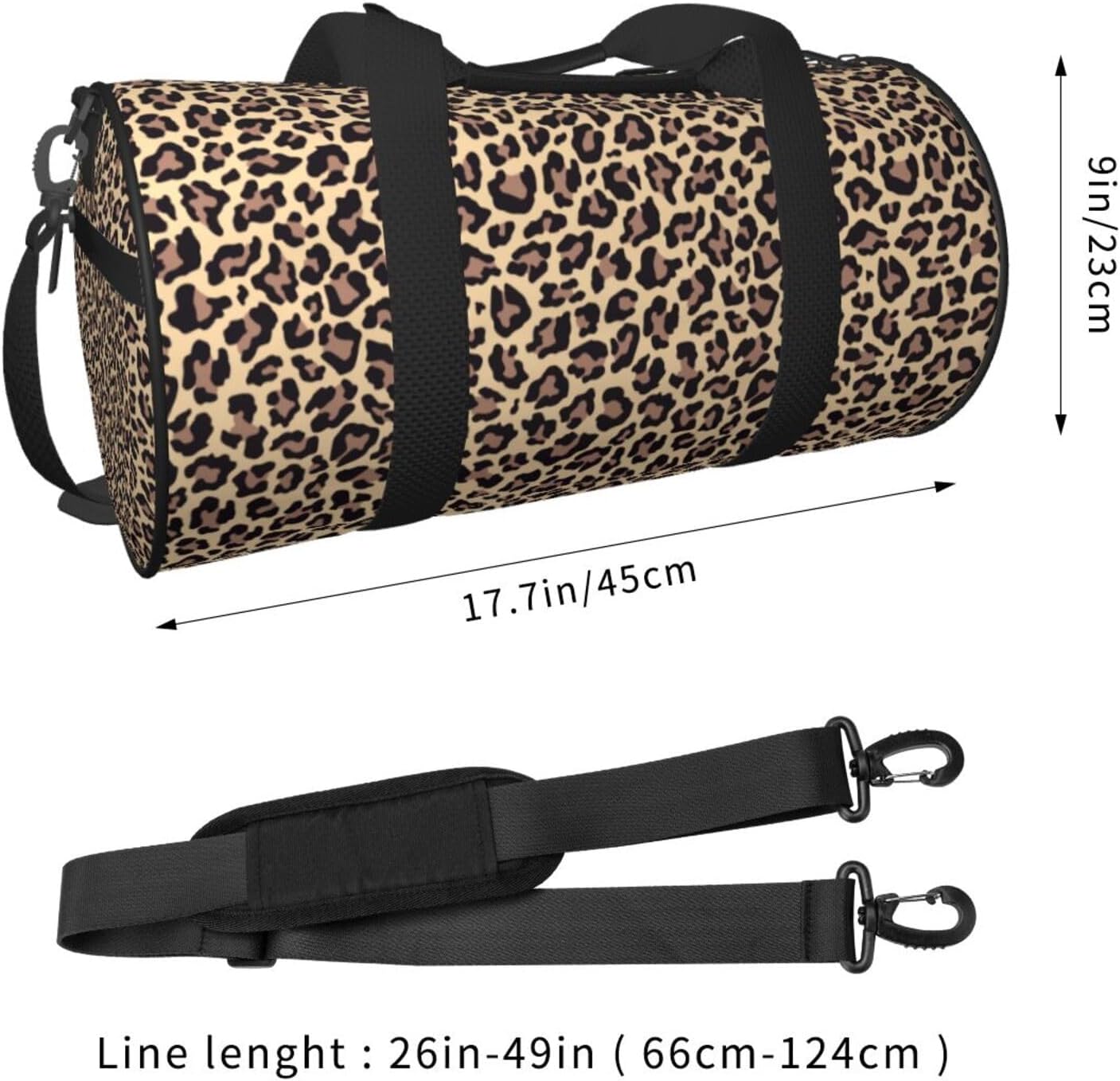 Leopard Print Gym Duffle Bag Foldable Cheetah Lightweight Carry On Weekender Travel Duffel Bags Sport Bags For Fitness Yoga Beach Swim Men Women - Image 3