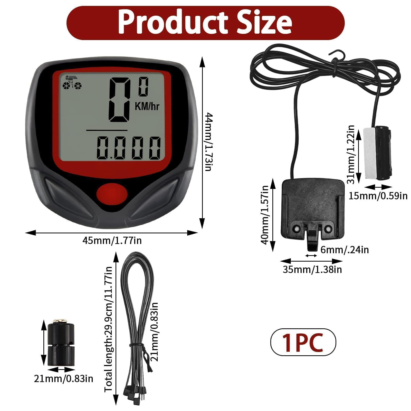 Fahrradcomputer Kabellos Digital, 14 Funktionen Fahrradtacho IPX6 Wasserdicht Kilometerzähler Kabelgebundene Automatischer Start/Stop Fahrrad Tacho für 22.2mm Lenker Fahrrad Mountainbike Sport & Freizeit