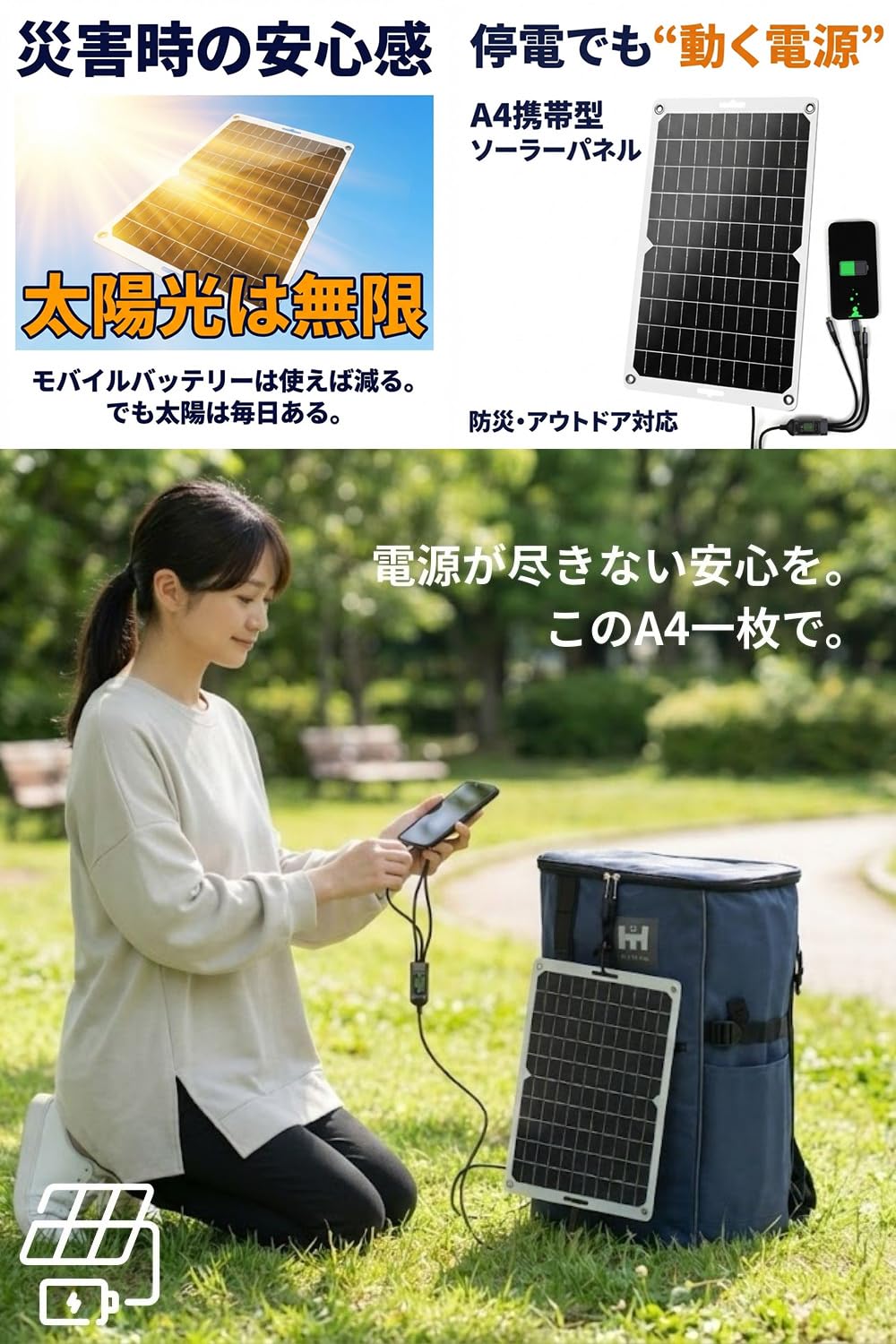 Amazon.co.jp: HIH 防災セット 1人用 ソーラーパネル付き 防災リュック