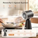 Portable Range Hood with LED Light, Desktop Kitchen Exhaust Fan with Water Washing Self-Cleaning Mode, Adjustable Head, 3-Speed, Low Noise for Apartment, RV (Black and white)