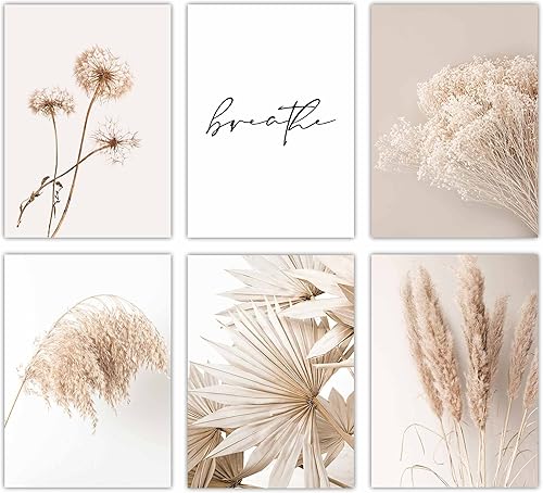Canssape Juego de 6 impresiones artísticas botánicas para pared de la naturaleza 8 x 10 pulgadas color beige verde salvia decoración estética de