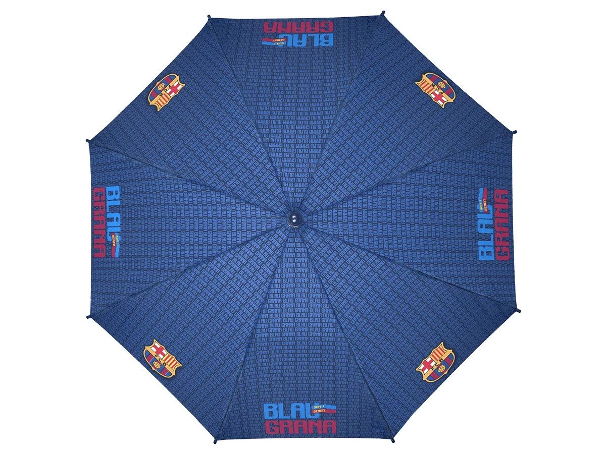 Parapluie Long Enfants FC Barcelone - Marchandise Officielle avec Barça Logo - Ouverture Automatique - Bleu - 5/8 Ans - Diamètre 84 cm - Perletti