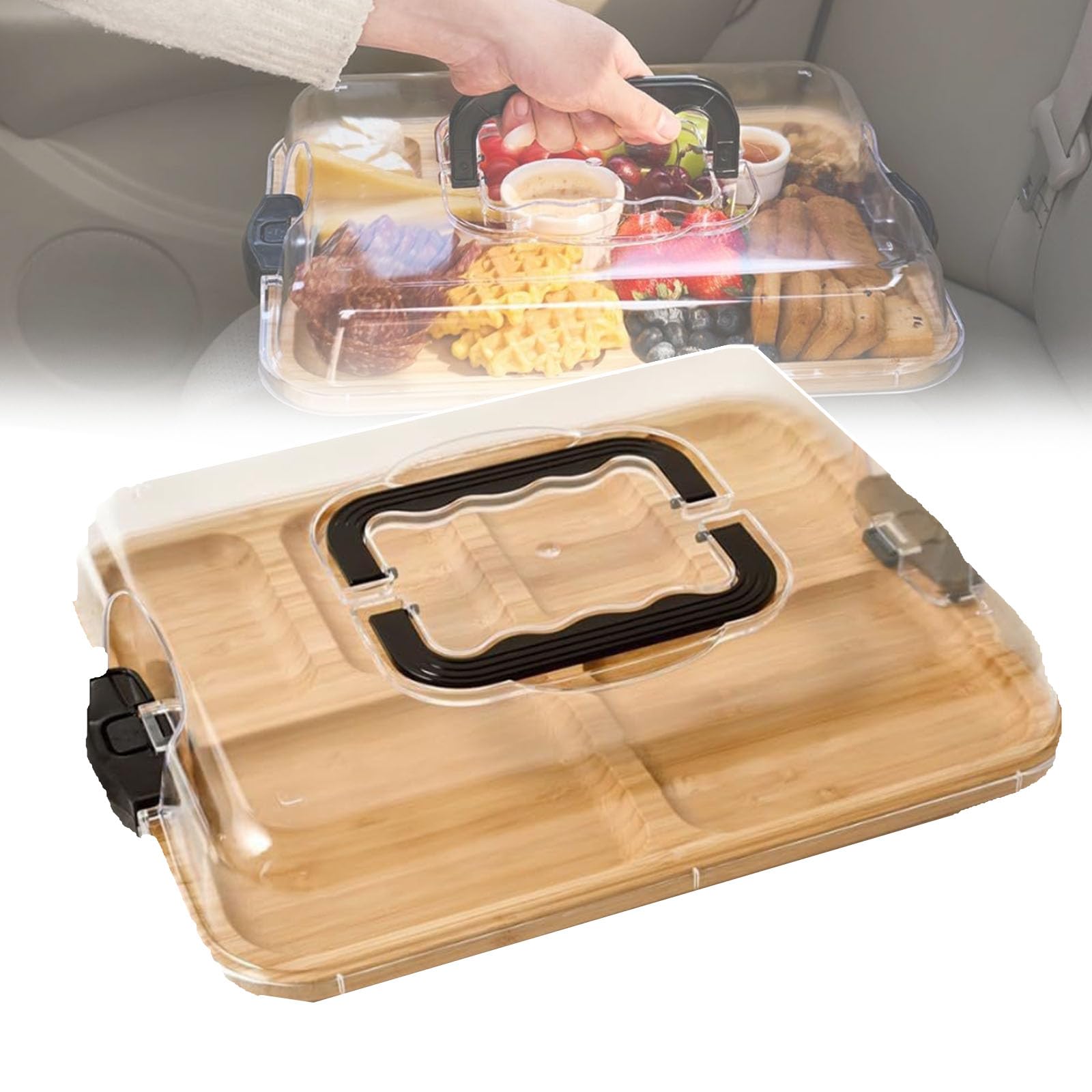Tablas Para Embutidos (35,5 × 27,9 Cm), Bandeja De Madera Para Embutidos, 6 Compartimentos, Tabla De Cortar/almacenamiento, Para Embutidos Y Aperitivos En La Cocina.,A
