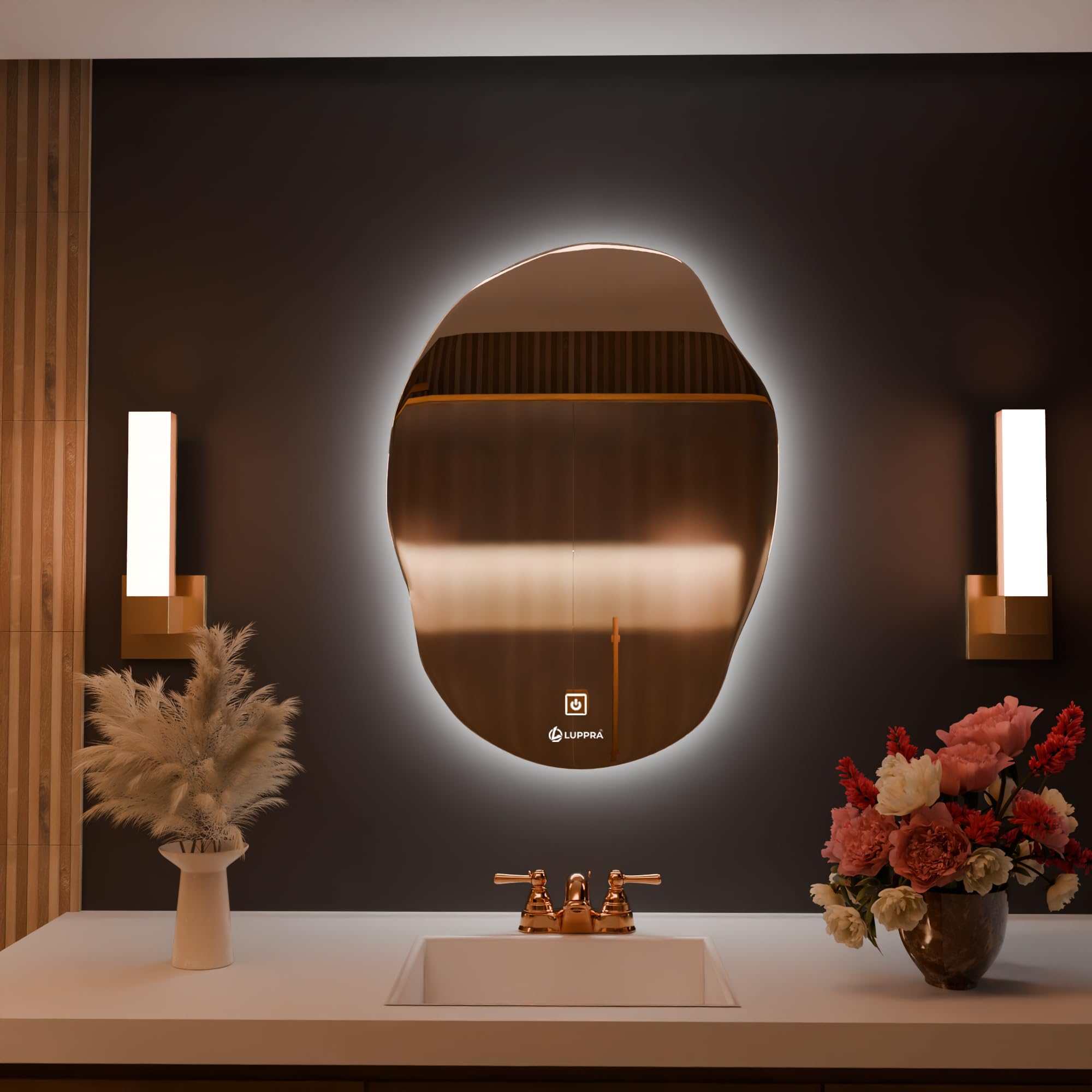 LUPPRA Led Bathroom Oval Mirror with 3-Color Light (Warm, White, Natural) 18 X 24 Inch, Led Bathroom Vanity Mirror for Wall with Front and Backlit, Smart LED Design-image-31