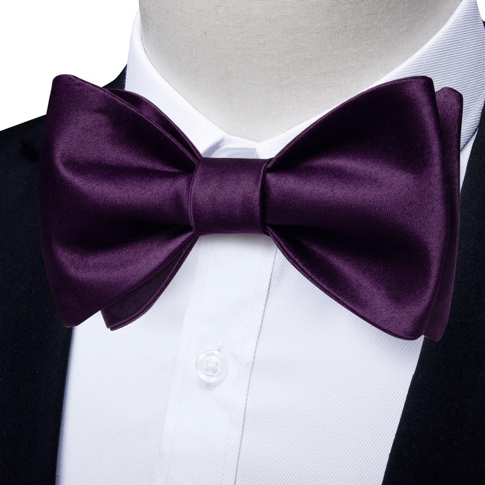 JFDBGU Silk Self-tie Bowtie Hanky Cufflinks Suit Set Wedding Bow Tie for Groom Knots for Man Gift