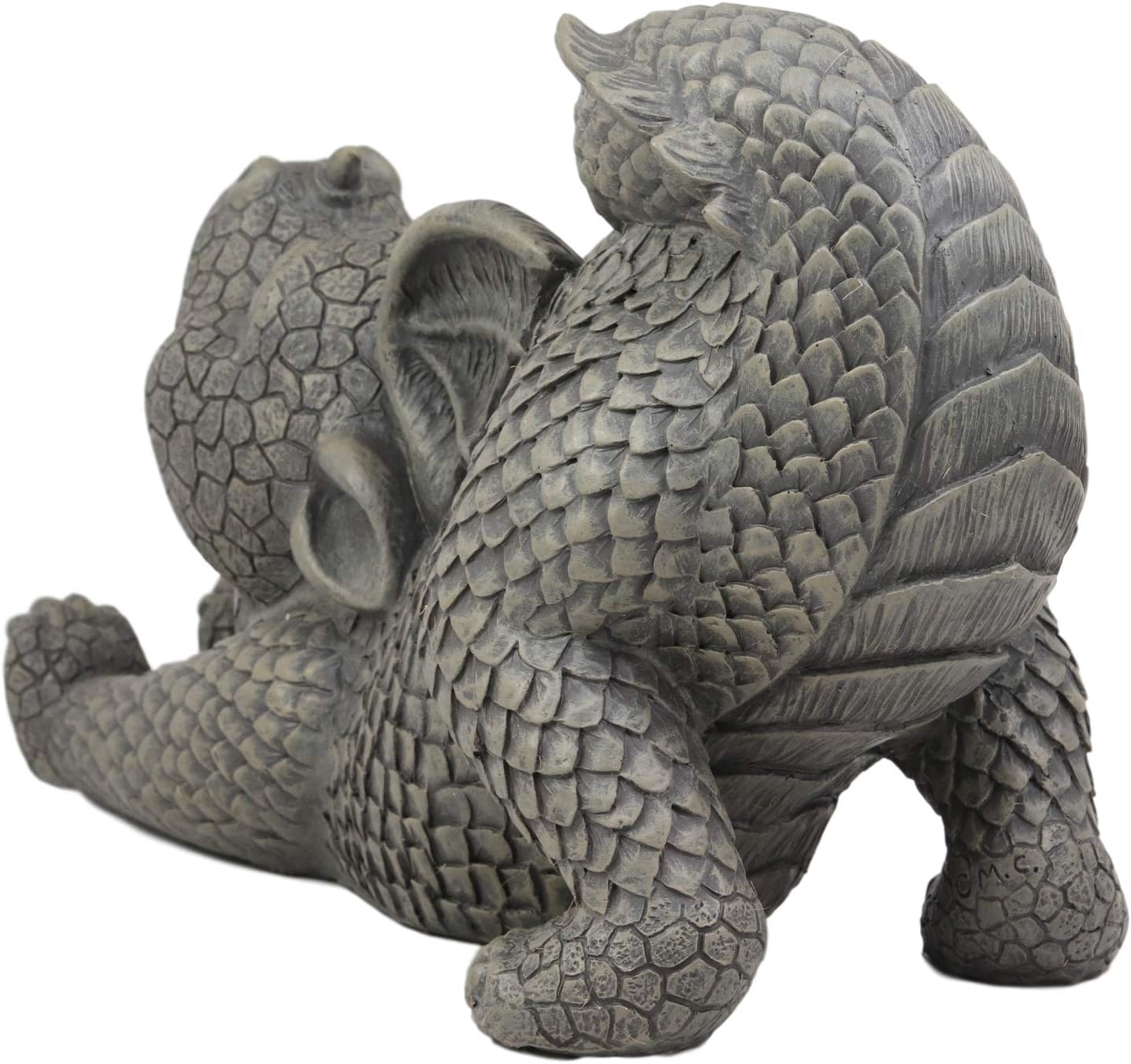 Ebros Garden Dragon Morning Greeting Stretch Statue 11.75" Long Cute Baby Dragonling Wyrmling Faux Stone Resin Finish Figurine Fantasy Dragons Home Decor