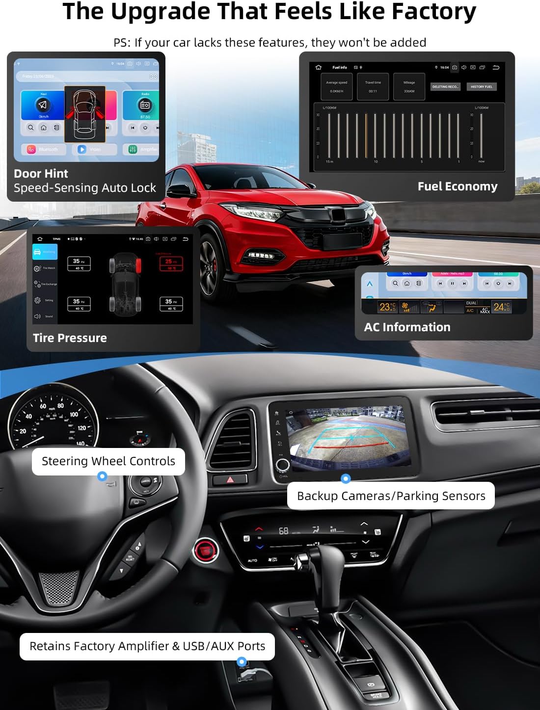 Dasaita 8GB+256GB Car Stereo for Honda Vezel HR-V HRV 2013-2022 with Wireless Carplay & Android Auto, 8" Touch Screen with Knobs/Voice Controls Android 13 Head Unit GPS Navigation, Plug & Play Radio