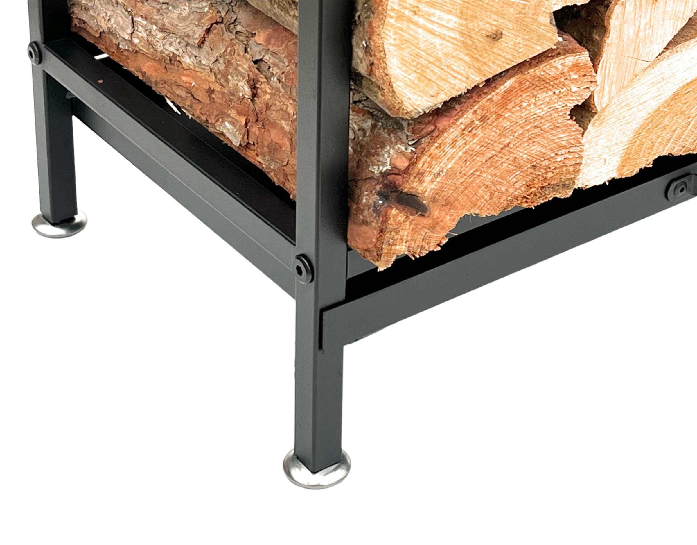 DanDiBo Kaminholzregal Innen Metall Schwarz 80x50x25 cm Brennholzregal Holzaufbewahrung Kaminholzständer mit Schublade