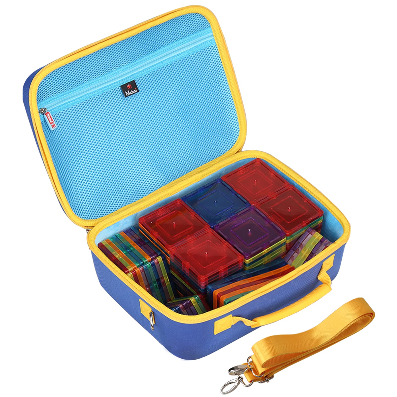 Mchoi Shockproof Carrying Case Fits for PicassoTiles/Playmags 100 Piece Set Magnet Building Tiles, EVA Portable Storage Case Shockproof, Blue