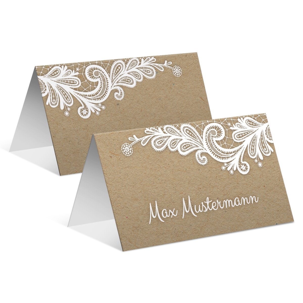 Tischkarten Hochzeit (40 Stück) Platzkarten Namenskarten - Rustikal Kraftpapier