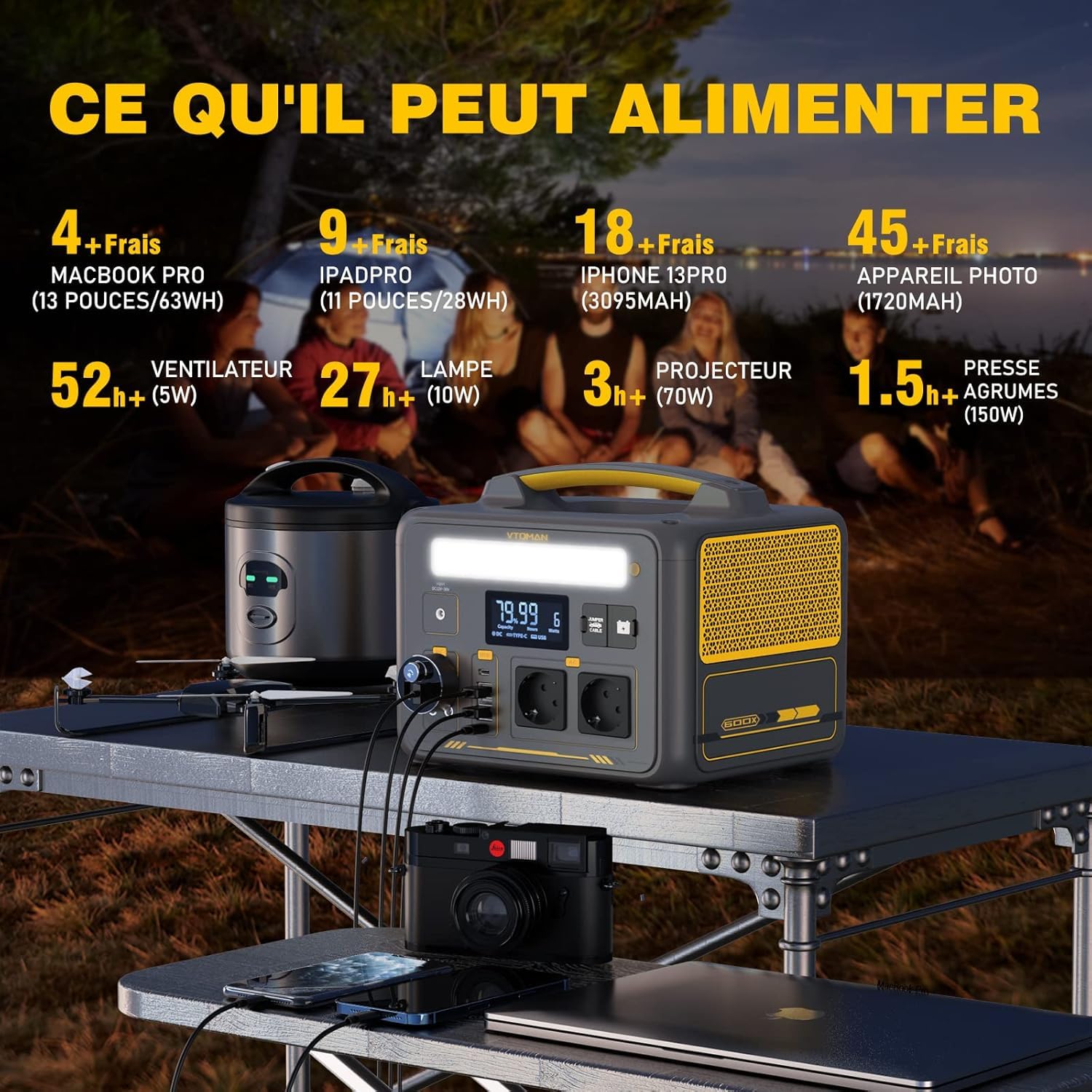 VTOMAN Jump 600X Station électrique Portable 600W - 299Wh Generateur