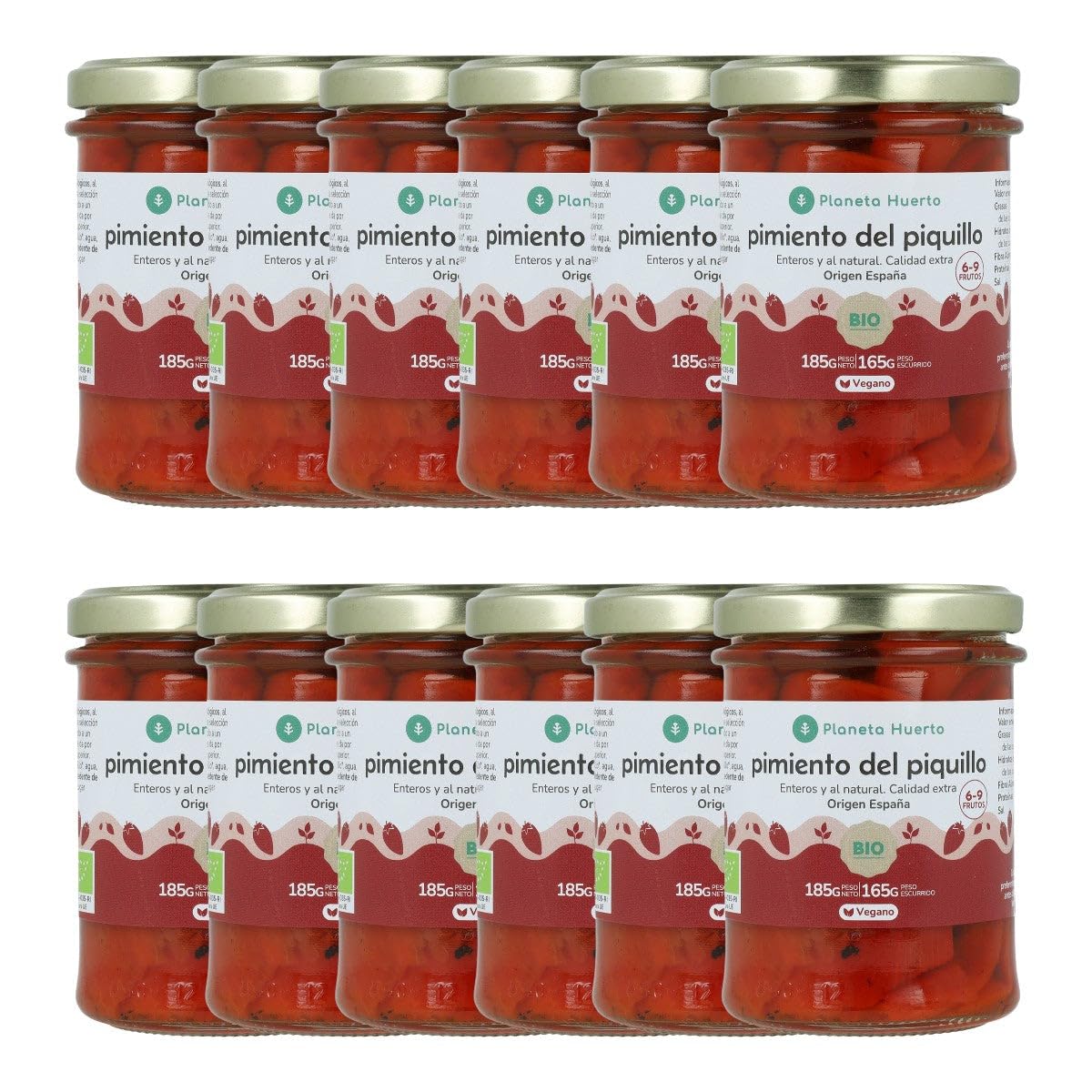 PLANETA HUERTO | Pack 12x Pimiento piquillo entero ECO 185g