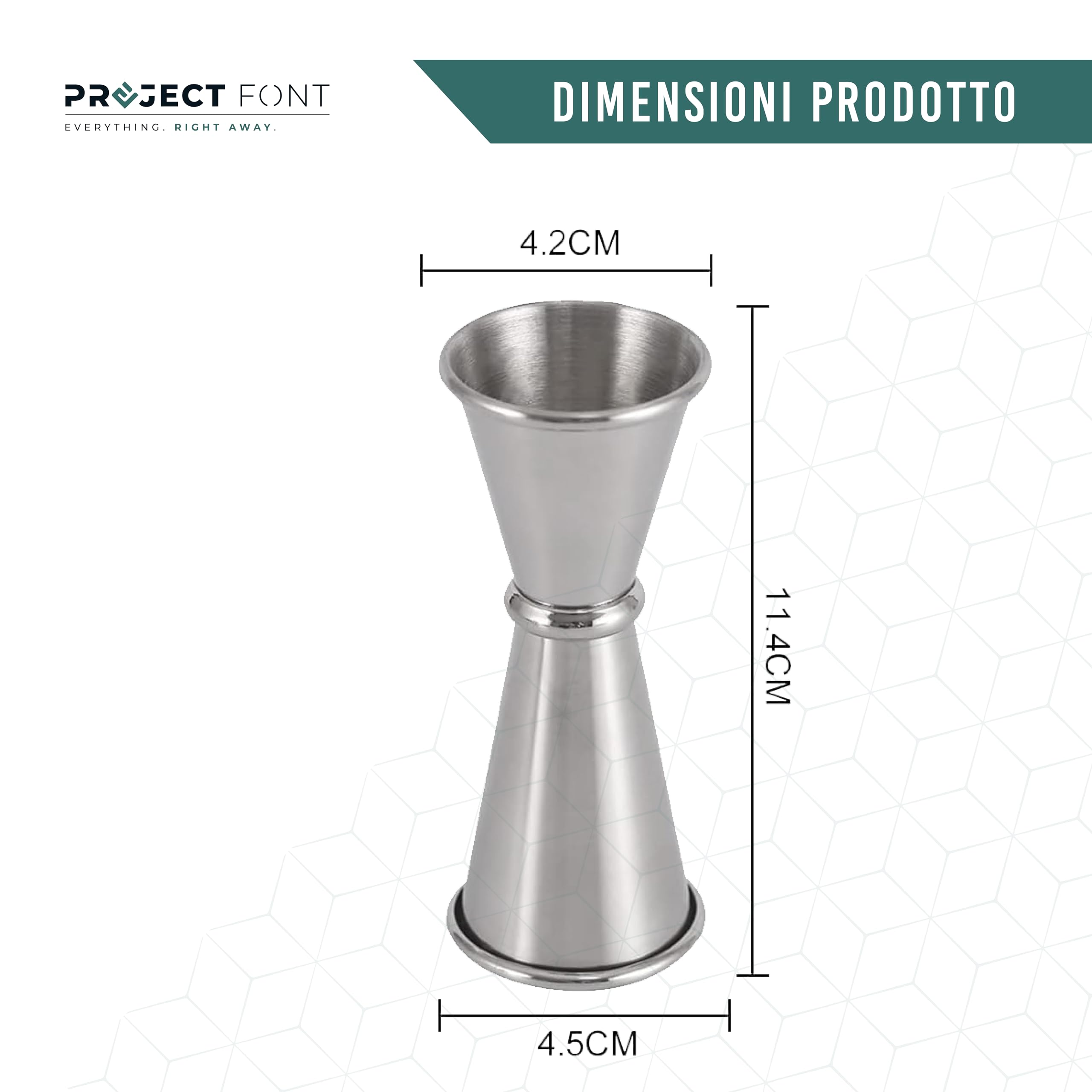 Misurino Cocktail in acciaio INOX doppia tazza di misurazione, per bar, feste, vino, cocktail, bevande, shaker Misurino per Bevande Barista Professionale Misura Tazza (30/50ML Arrotondato)