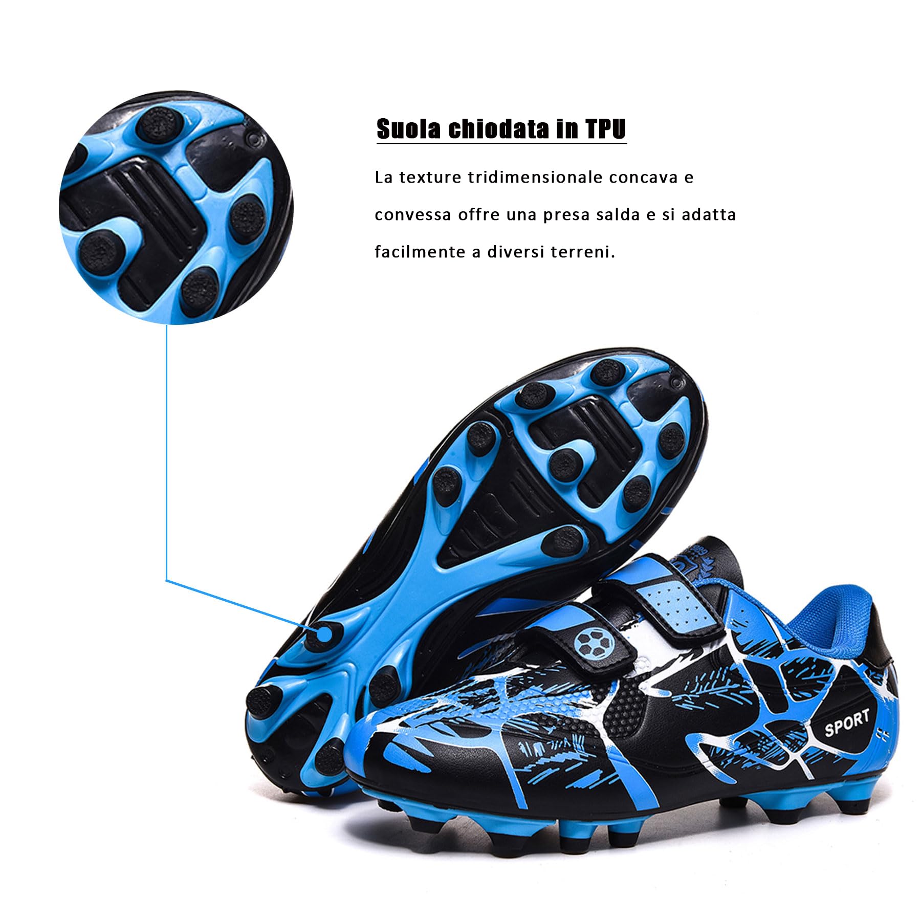 BAODLE Scarpe da Calcio Ragazzi FG/AG Professionale All'aperto Calcio da Scarpe Ragazzo TF Allenamento Bambini Teenage Spike