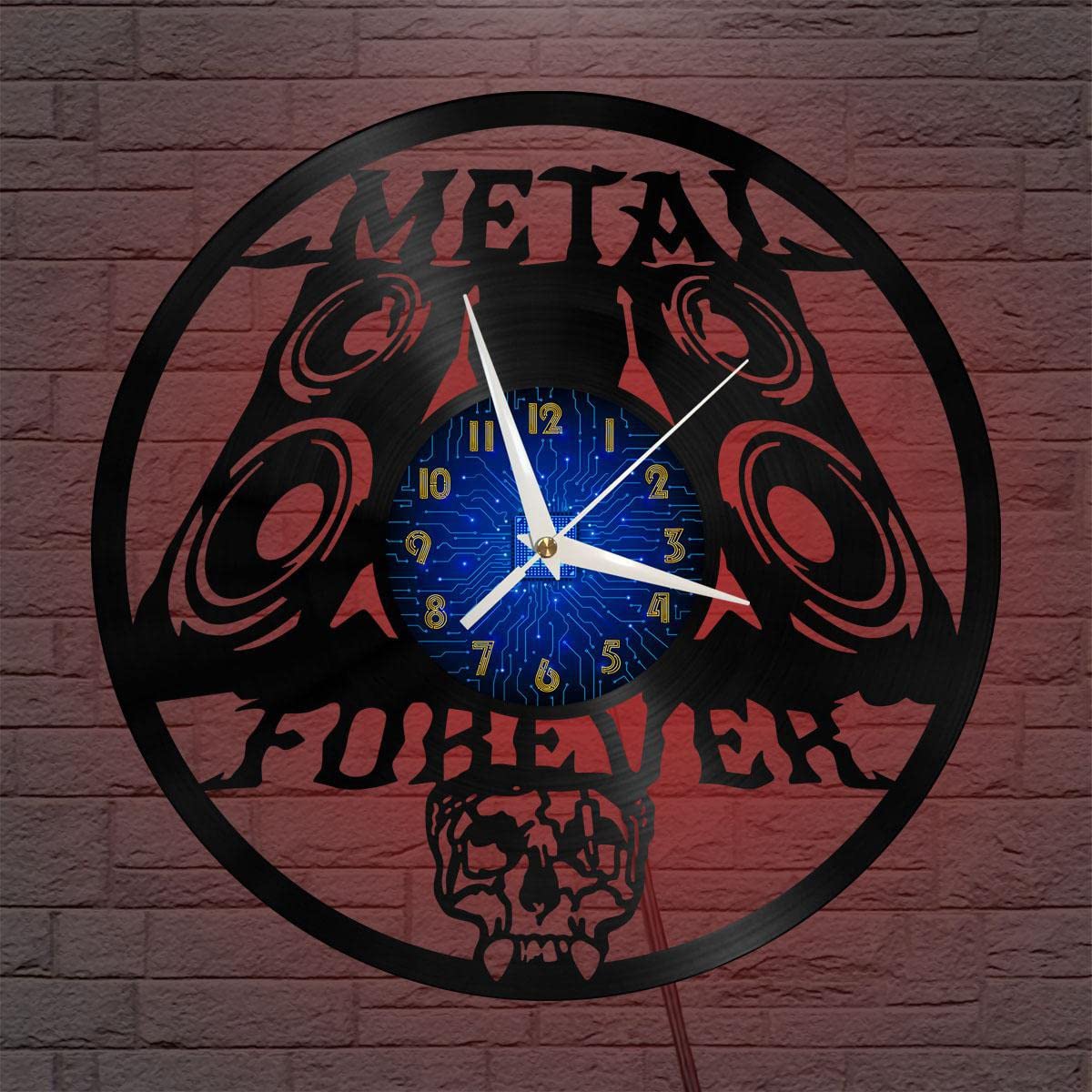 Horloge d’enregistrement en vinyle art mural noir 12 pouces BSTFR déco rock