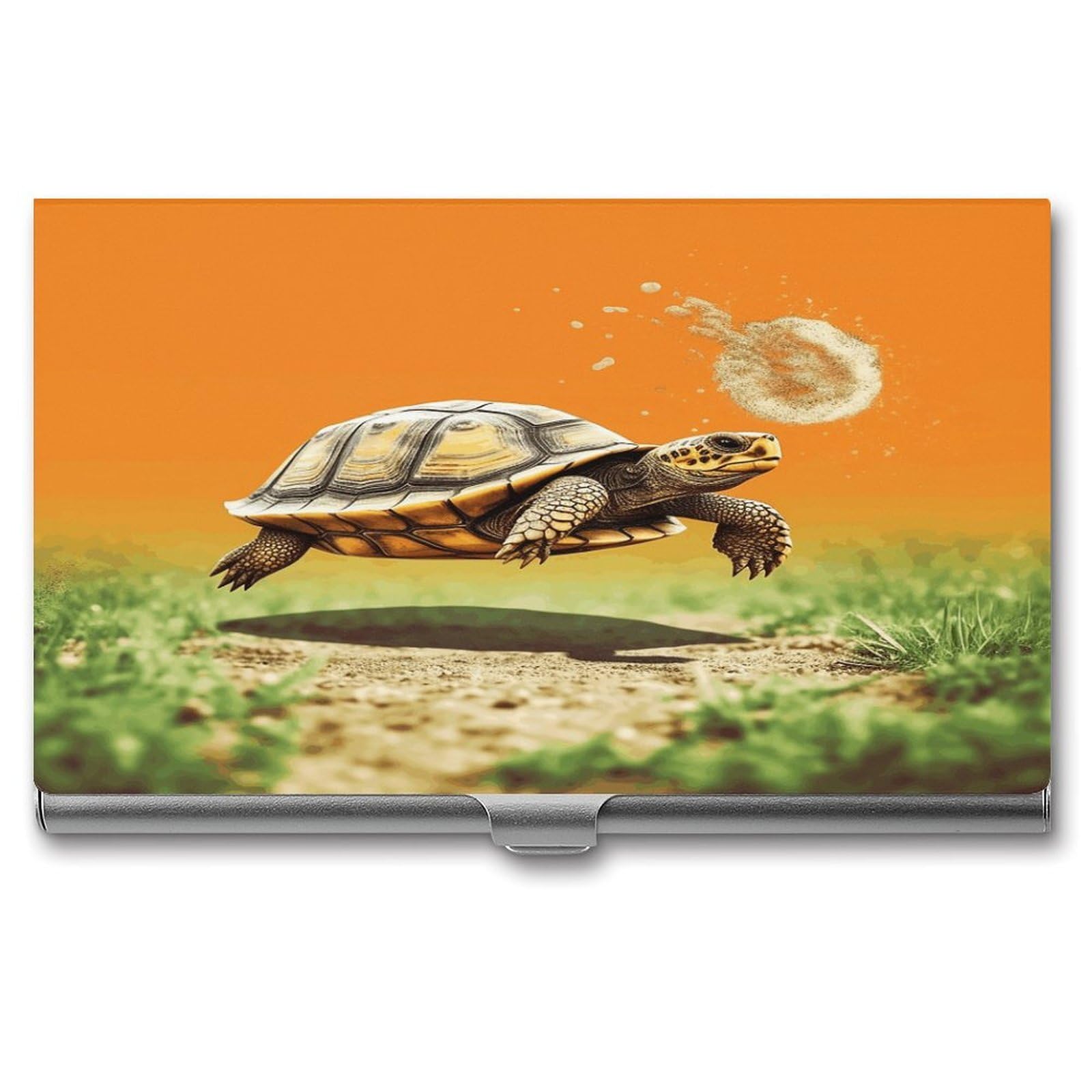 JTREHY Tortoise Turtle Jumping Business Card Case Convenient to Carry Business Card Dispenser Durable Not Prone to Wear And Tear Business Card Holder for Men & Women