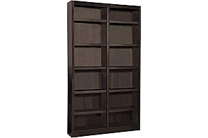 84 inch Tall Bookshelf with 10 Adjustable Shelves and 2 Fixed Shelves in Espresso Finish