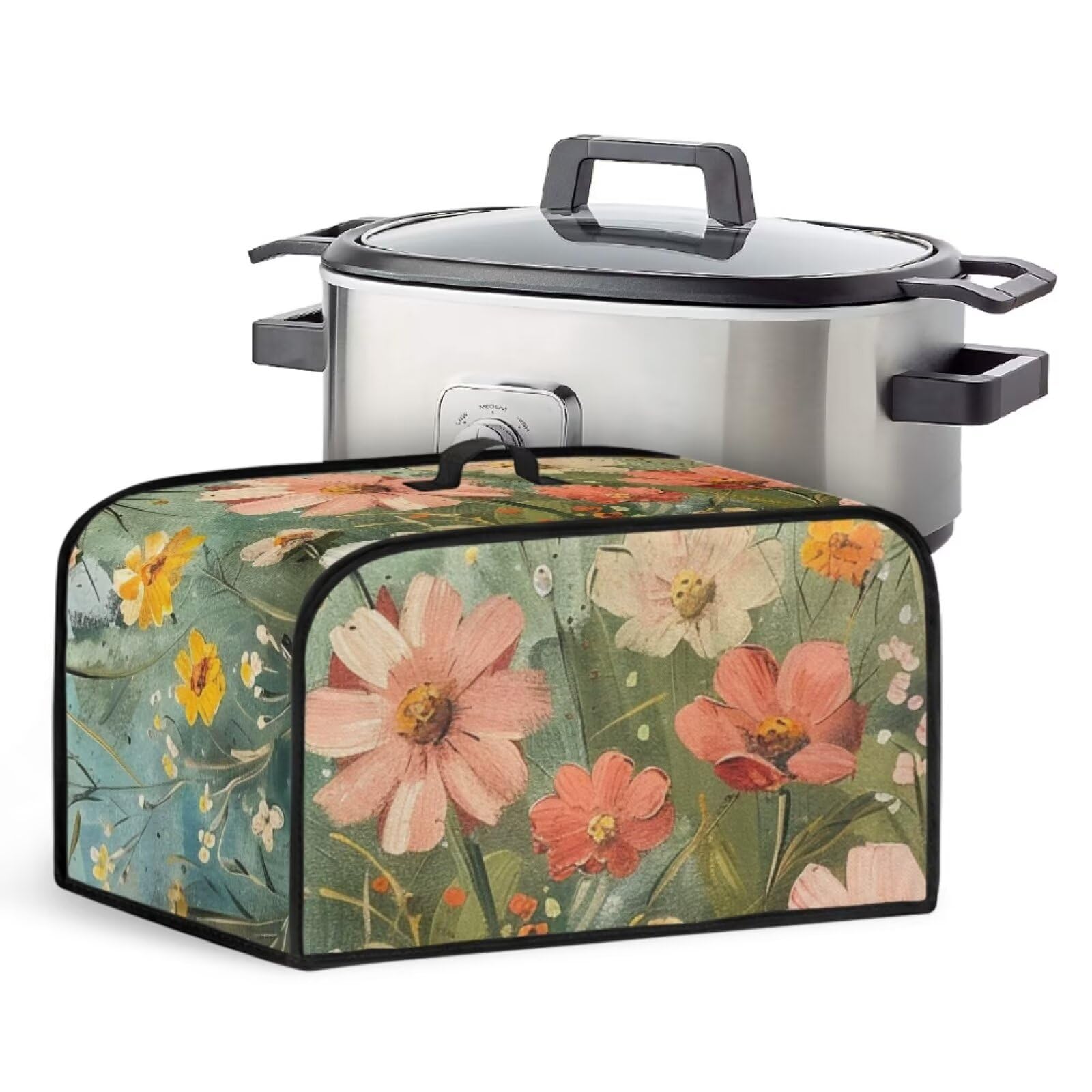 Floral Patterns Slow Cooker Crock Pot Lid Pink Kitchen Gadgets Accessories Keep Kitchen Utensils Clean Pot Dust Cover