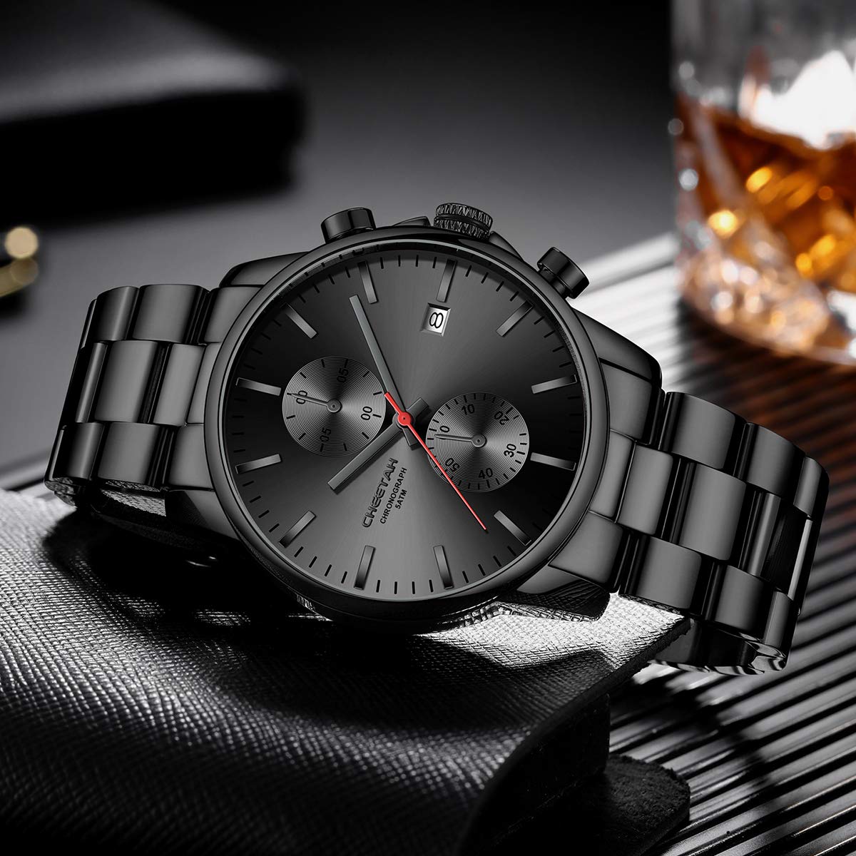 Affute Orologi da uomo in acciaio inox e metallo, stile casual, impermeabile, cronografo al quarzo, data automatica, lancette colorate…