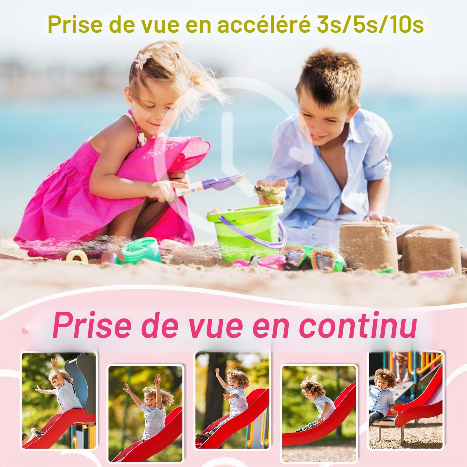 Ushining Appareil Photo à Impression Instantanée pour Enfants, 1080P Appareil Photo Numérique Enfant avec Écran de 2,4 Pouces Papier d'impression Carte TF 32 Go, Cadeau pour Filles Garçons 3-14 Ans