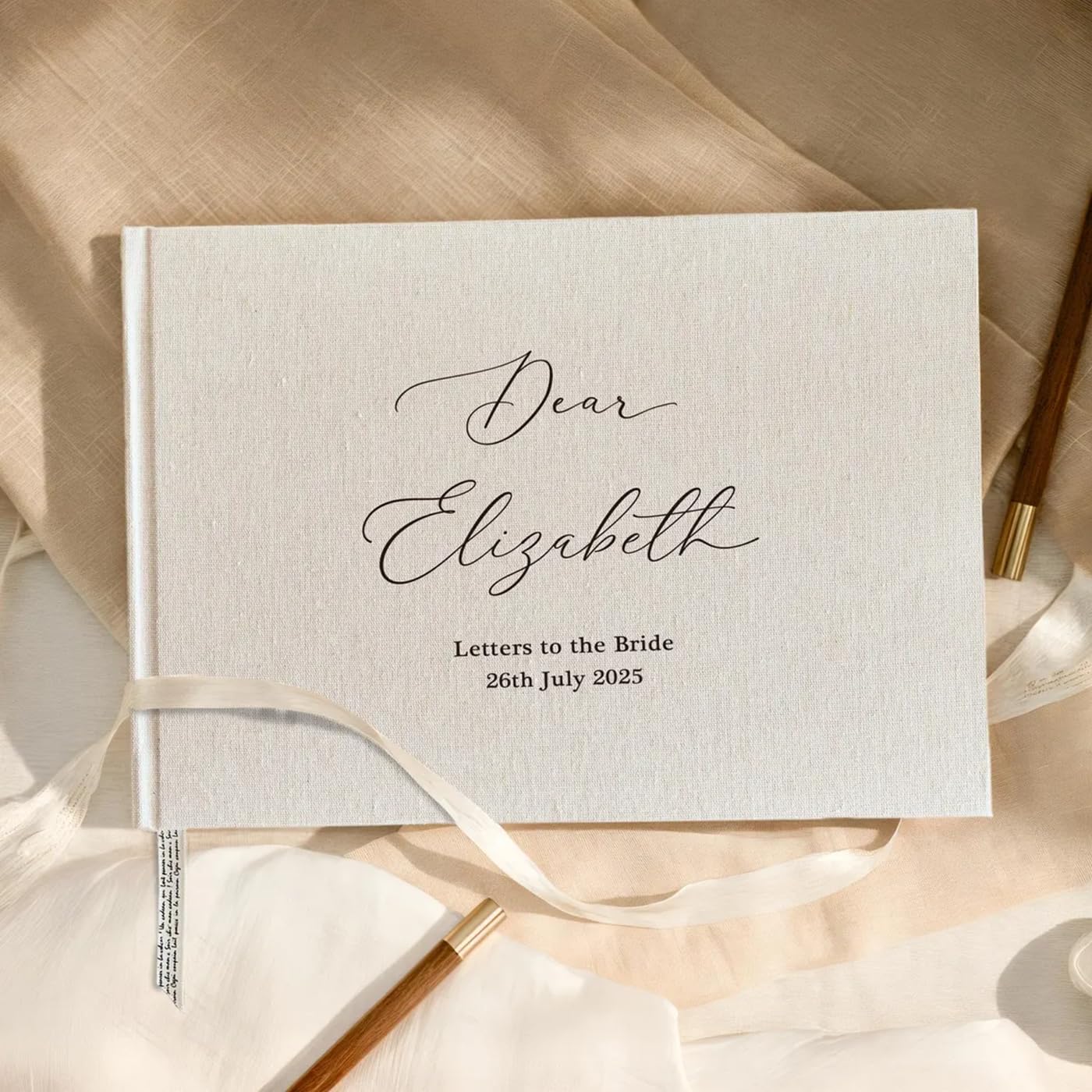 Custom Wedding Guest Book, Personalized Linen Hardcover Album,Custom Letters To The Bride Scrapbook, Hen Do Scrapbook (Design J)