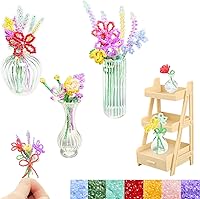 Losnakt Beaded Flower Bouquet Kit for Beginners: DIY Stress-Relief Craft with Vase Stand, Video Tutorial & 3000+ Beads