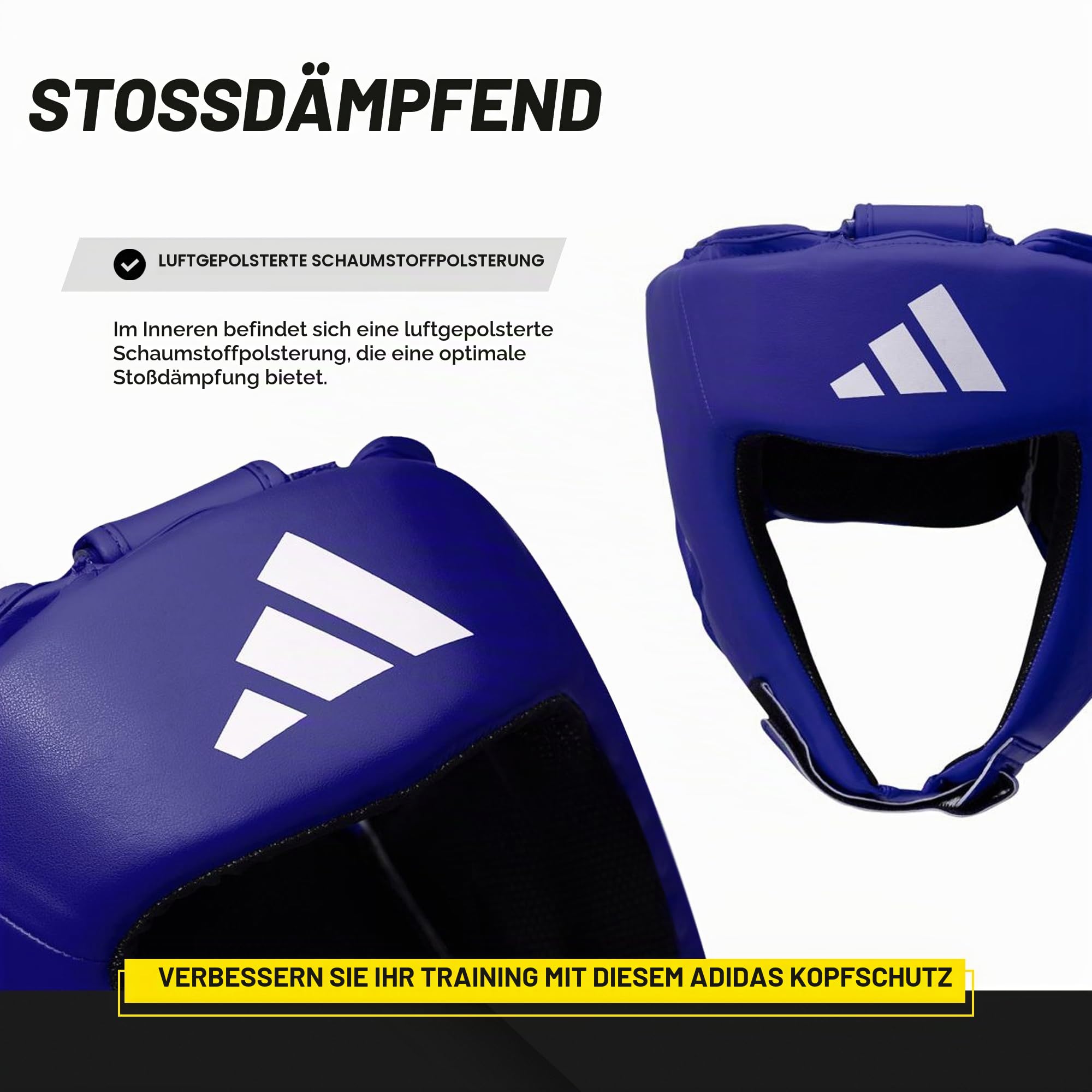 adidas Boxen Kopfschutz Einstellbar rutschfest Kopfschutz für Wangen Stirn Gehörschutz für Boxen Trainingsausrüstung Sparring Blau Rot Schwarz