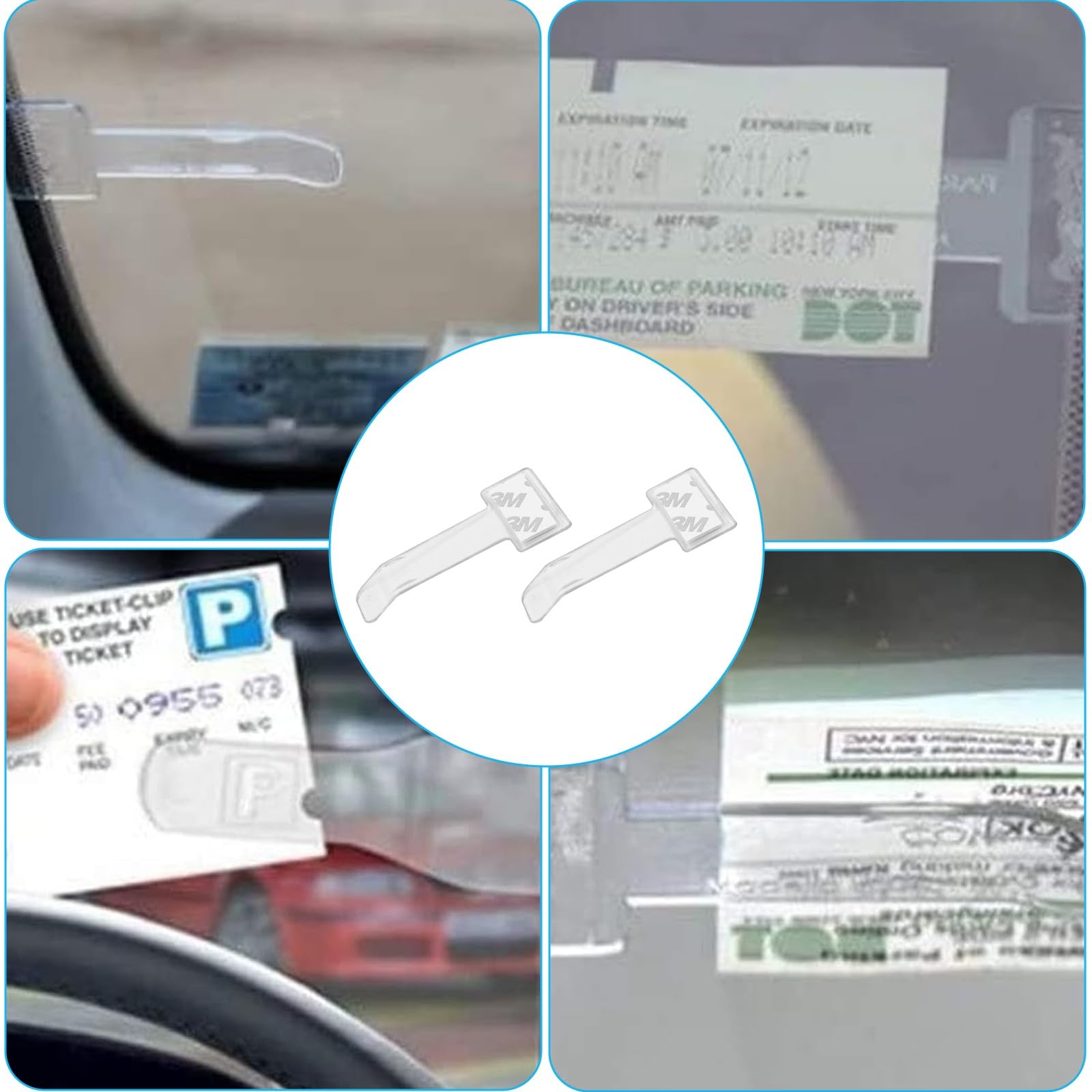 12 Piezas Soportes de Tickets para Coche Transparentes y Porta Tarjetas para Coche Clip para Boletos de Parabrisas Adhesivo Fundas para Justificantes de Aparcamiento de Plástico