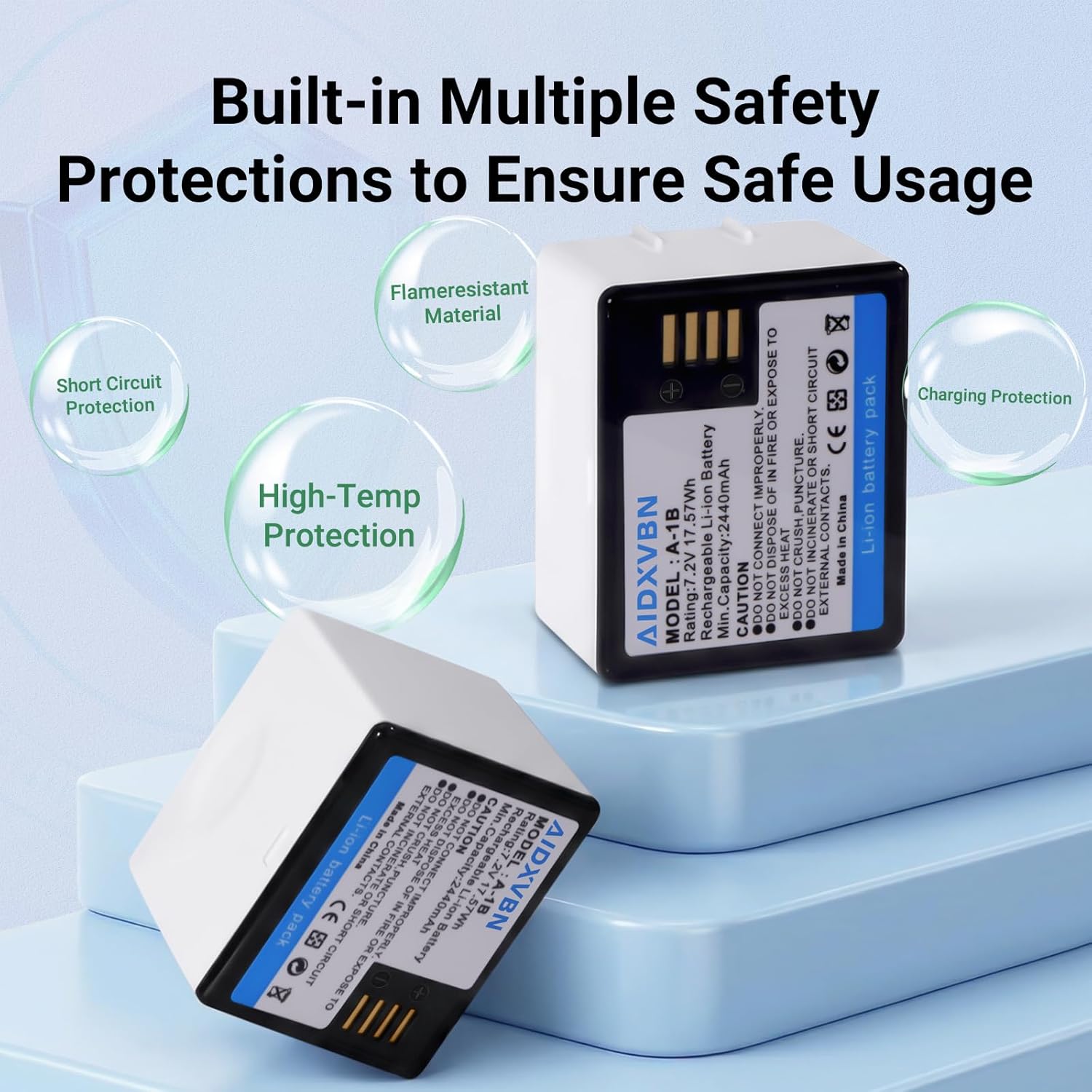 Arlo A-1 A-1B A-1C Battery and Charger, for Arlo Pro/Pro 2 and VMC4030 VMC4030P VMS4230 VMS4430 VMS4530 VMS4430P VMS4530P-100NAR VMA4400 Security Camera (2 Batteries+Charger)