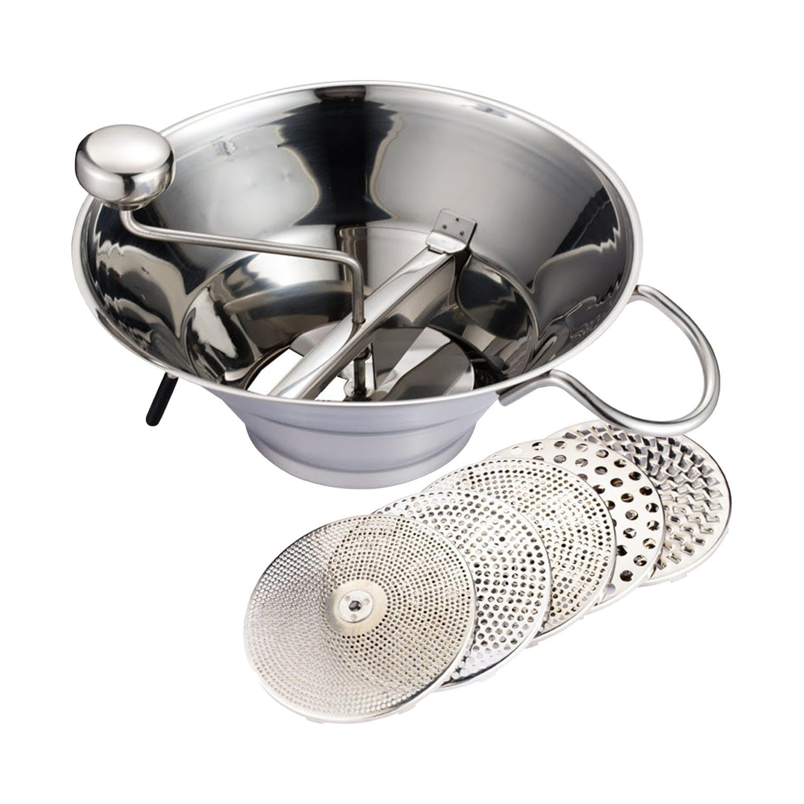 Rotierender Fleischwolf Aus Edelstahl, Multifunktionaler Tragbarer Küchenwolf mit Sieb, Lebensmittelmixer für Saucen Und Kebabs