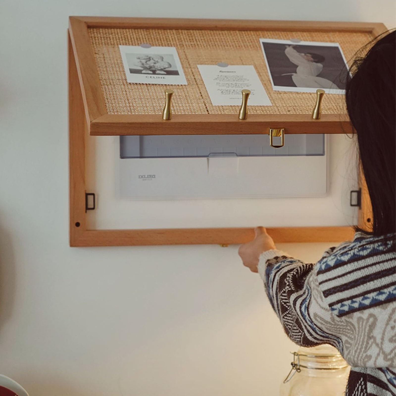 Copertura decorativa per contatore elettrico per interni, nasconde immagini, facile da installare senza punzonatura, copertura creativa per scatola dei fusibili da parete per la decorazione domestica
