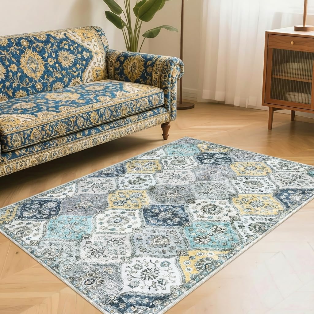 Tapis vintage lavable floral pour embellir votre cuisine ou chambre