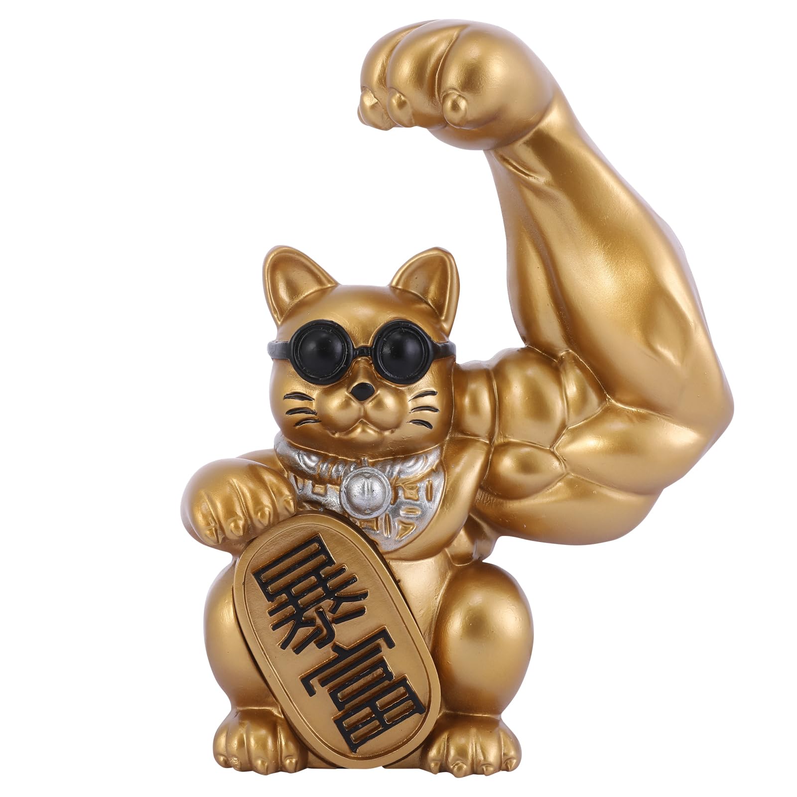 Amazon.com: HODESunPure Muscle Arm Lucky Cat Statue Chinese Decorations ...