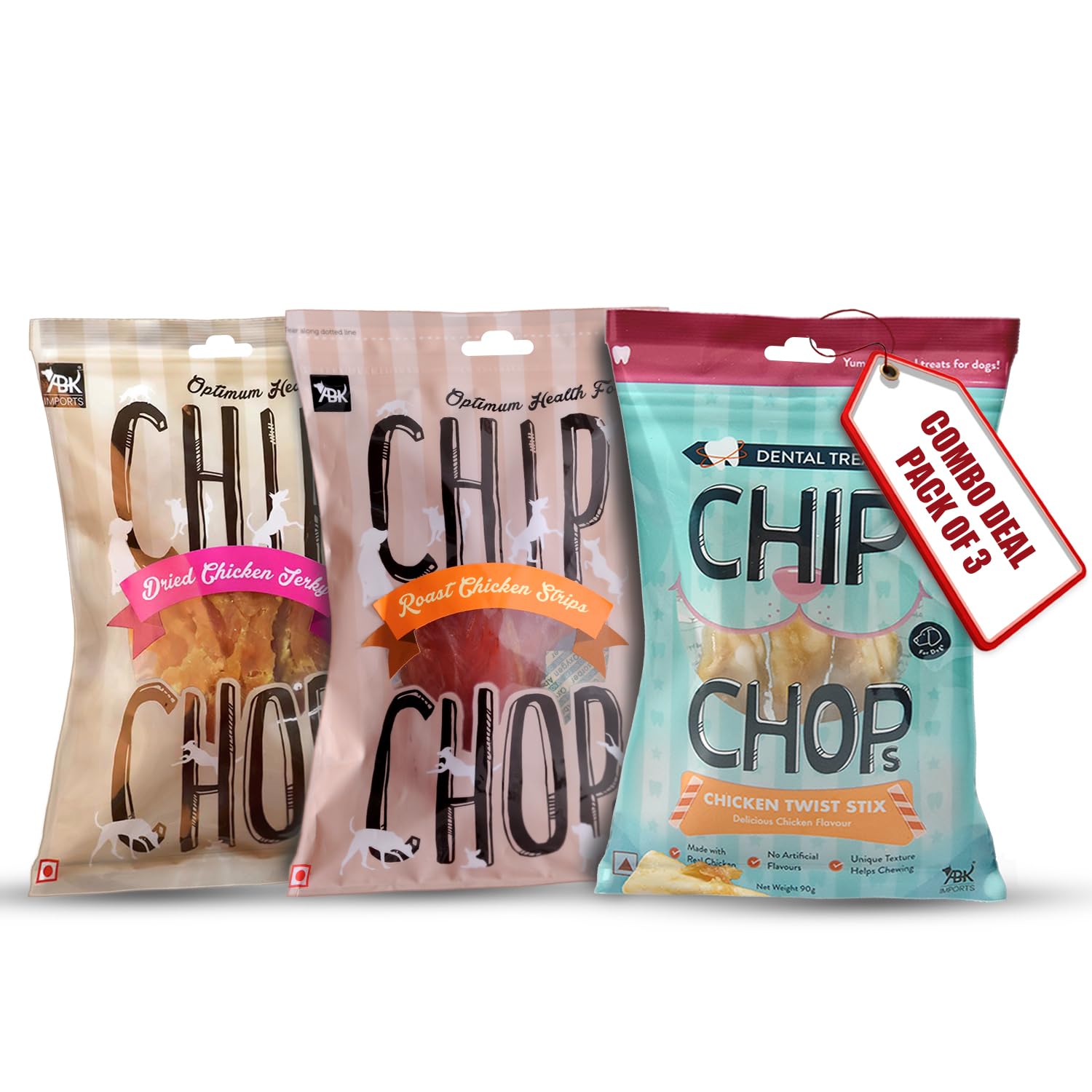 Chip Chops Dog Treats Combo (Chicken Twist Dental Stick, 90gm, Roast Chicken Strips and Sun Dried Chicken Jerky, 70gm Each) - Suitable for All Breeds (B0C7W5L87K) Amazon Price History, Amazon Price Tracker