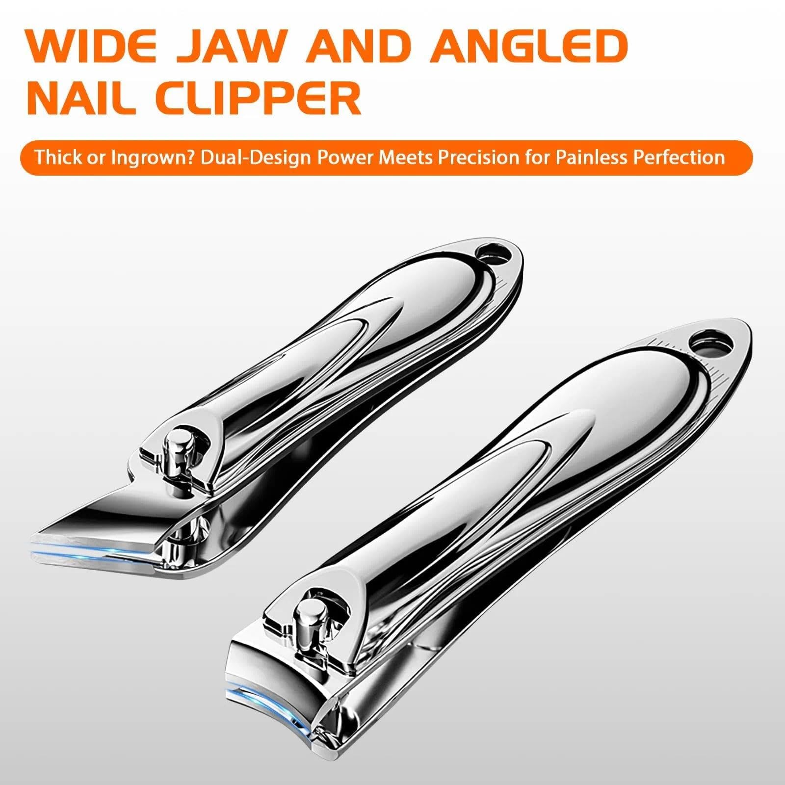 Coupe Ongle Set Professionnel, 6PCS Kit Pedicure pour Pied avec Manche en Bois Antidérapant et Verrou de Sécurité, Coupe-Ongles Pied pour Personnes Âgées pour Ongles Épais, Durs et Incarnés