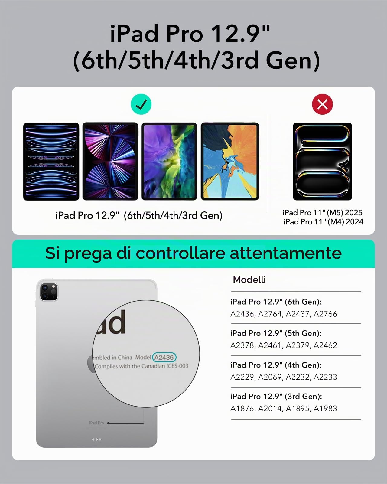 ESR per iPad Pro 12.9 Custodia con Tastiera, Supporto Magnetico Multimodo