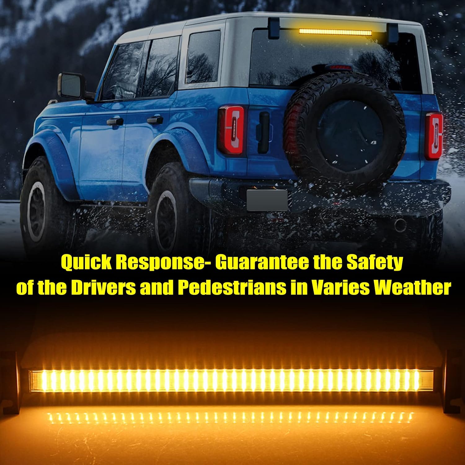 Clidr Emergency Traffic Advisor Strobe Lights 80 Led Strobe Light Bar Safety Hazard Warning Interior Windshield Dash Lights Deck Split Mount for Construction Vehicles Trucks (Amber)