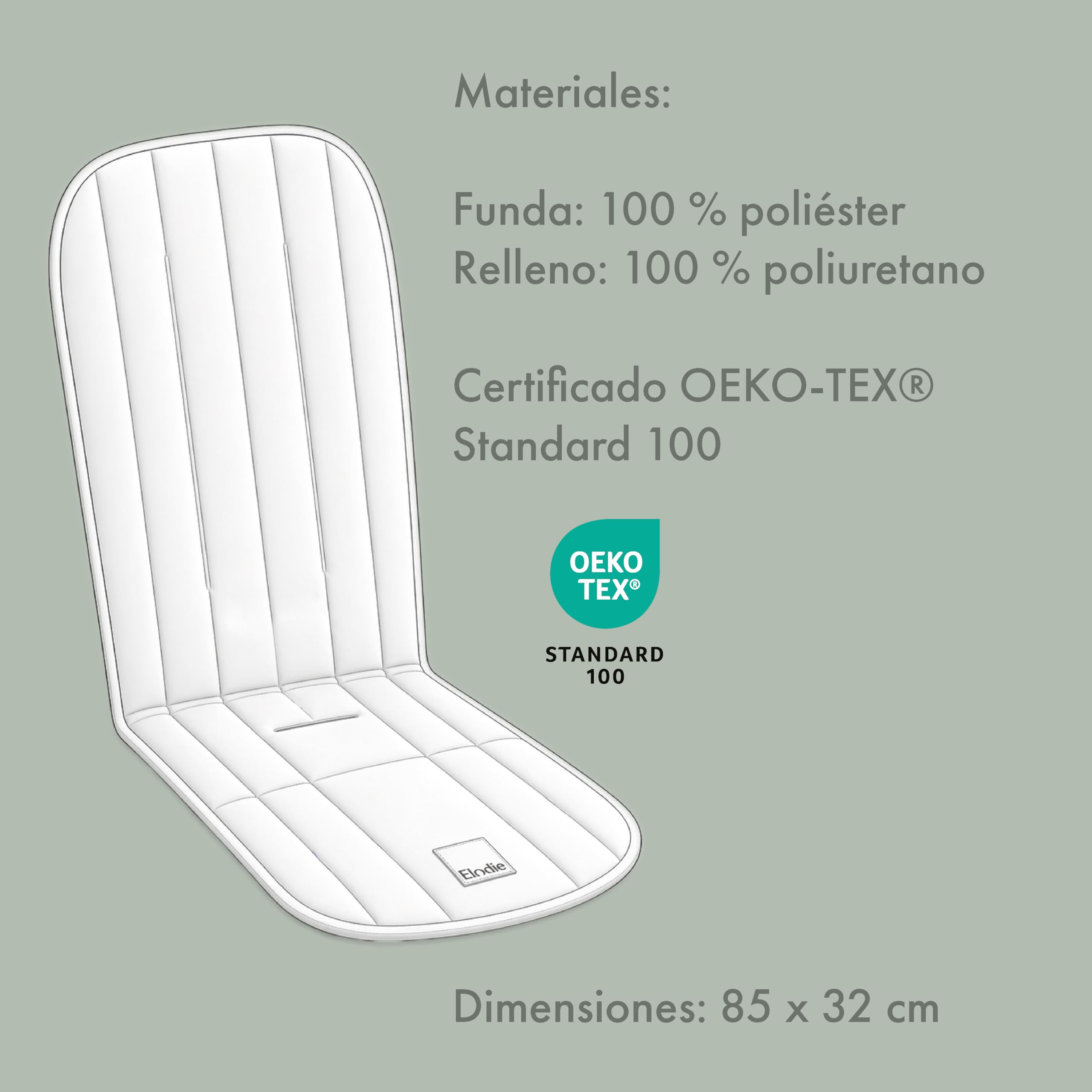 Elodie Details Colchoneta Universal para Silla de Paseo Reversible Acolchado Lavable CosyCushion 85 x 31 cm - Aviator Black