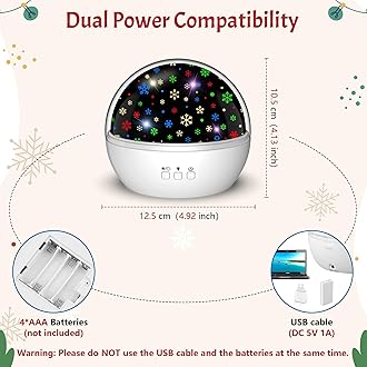 Christmas Projector Night Light Indoor, Snowflake NightLight for Room Decor, Kids Star Projector Night Light with Starry&Snowfall Theme,Xmas Birthday Gift Toy for Baby Toddler