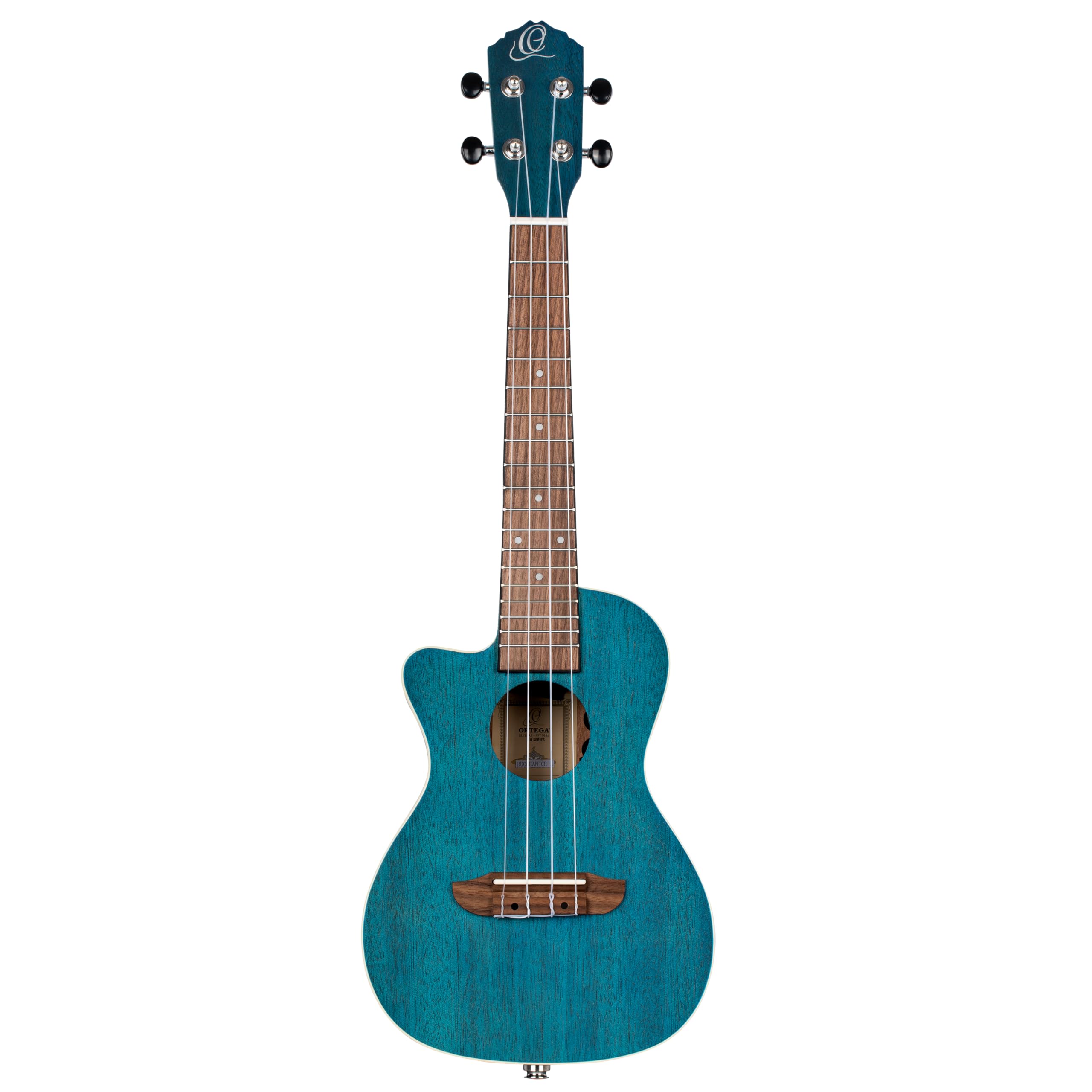 Ortega Guitars Ukulele Koncertowe Leworęczne – Elektro-akustyczne – Seria Earth – z Wycięciem – Okoume, Kolor Morski (RUOCEAN-CE-L)