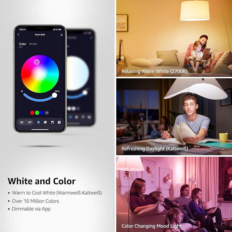 Lepro LED E27 9W RGB Színváltó Izzó Távirányítóval, 16 Szín és Meleg Fehér