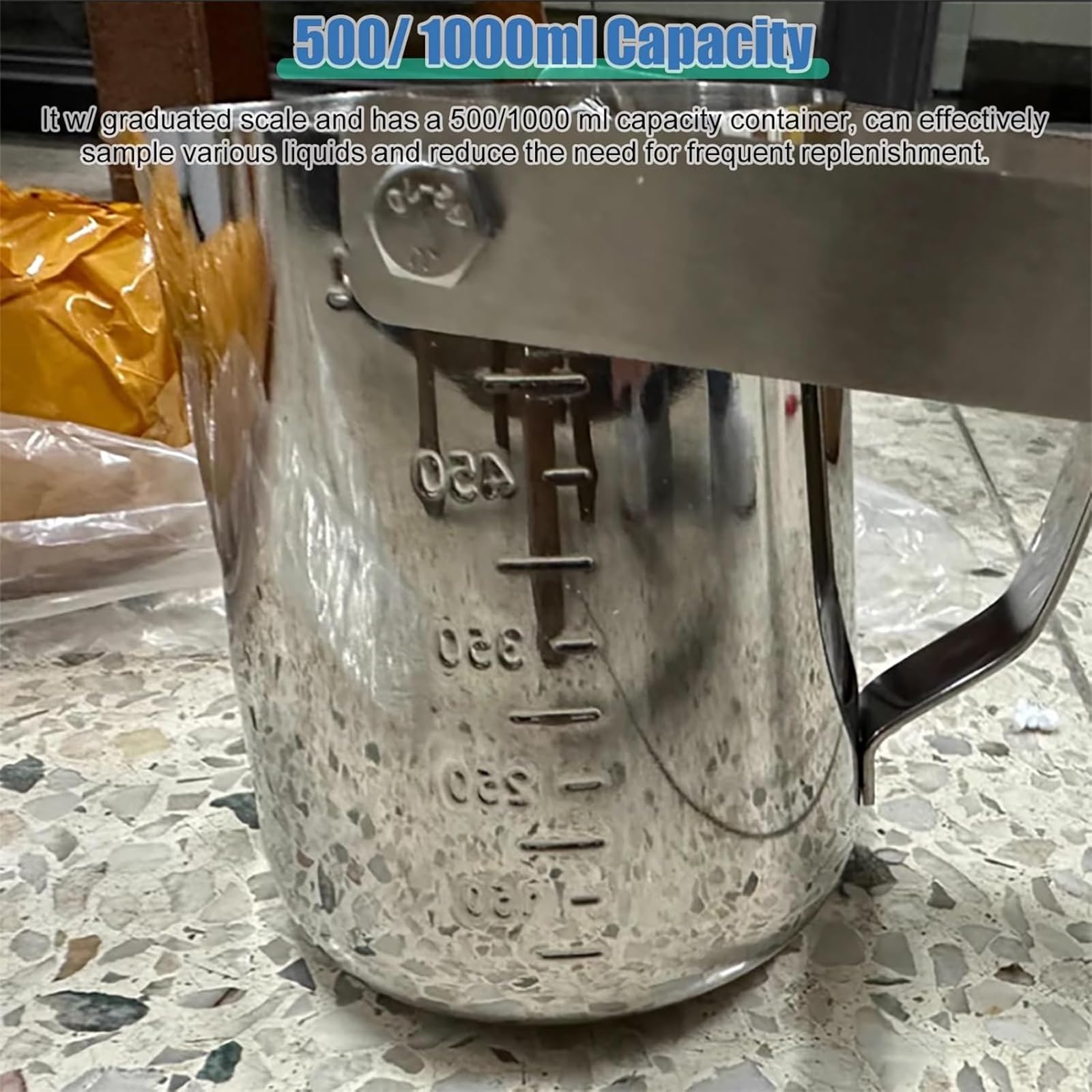 Wasserprobenentopfer, 1000 ml, Metall, tragbar, mit verstellbarer Stange und Becher, ideal für industrielle Labors und Feldeinsatz